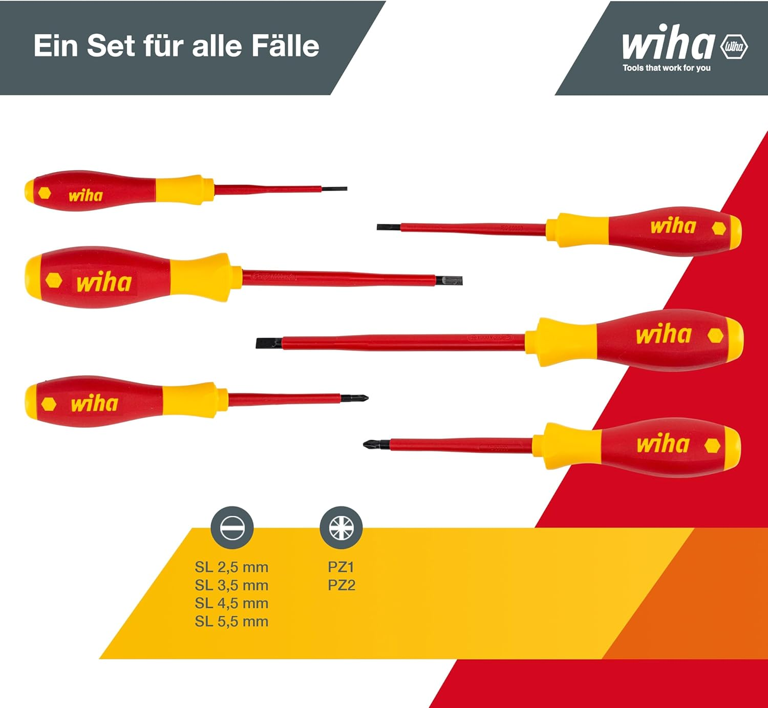 Wiha 320N ZK6 VDE Slotted/Pozi Screwdriver 6-Piece Set image number 1
