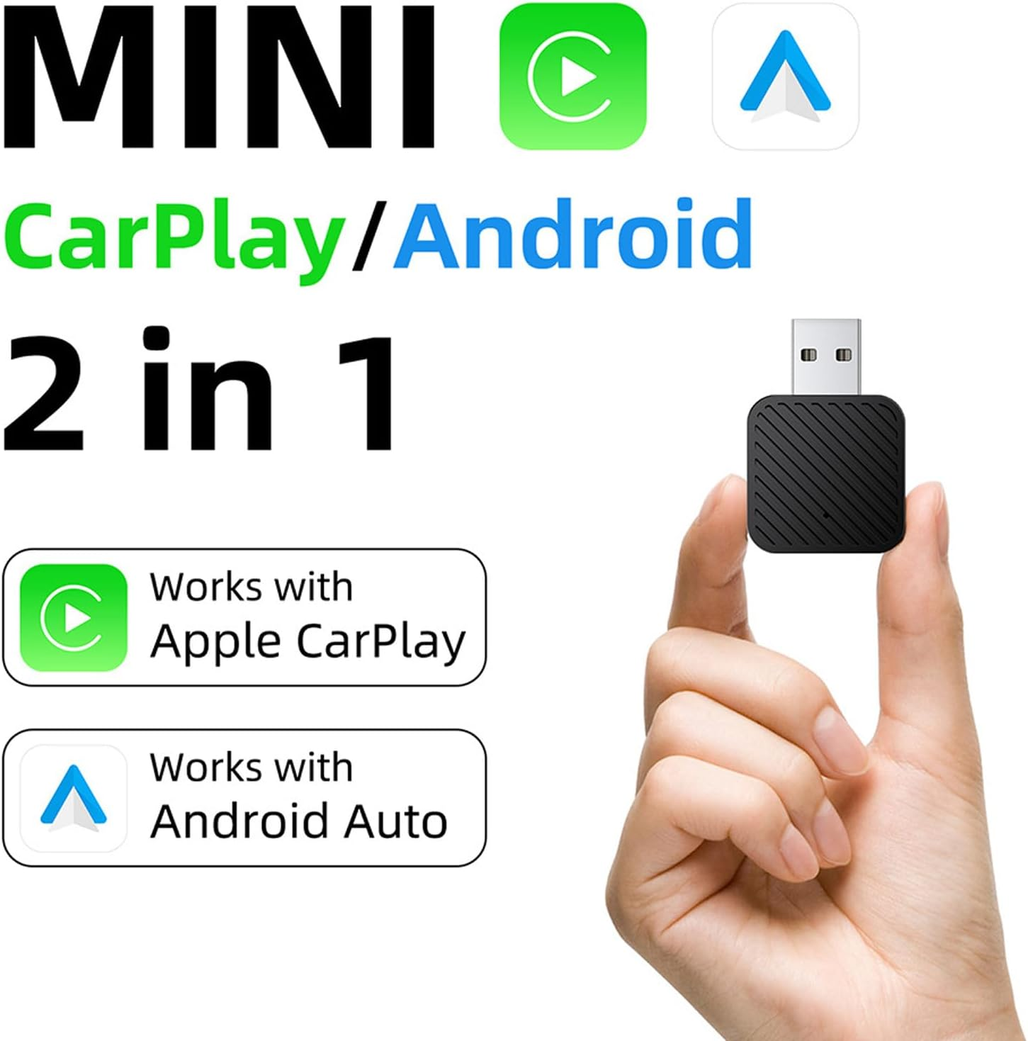 Mini Wireless Carplay Adapter,Android Auto,Plug & Play for Apple Carplay Wireless Adapter,Cordless Apple Play, and Android Auto USB-A/C Support,For Iphone,Android image number 3