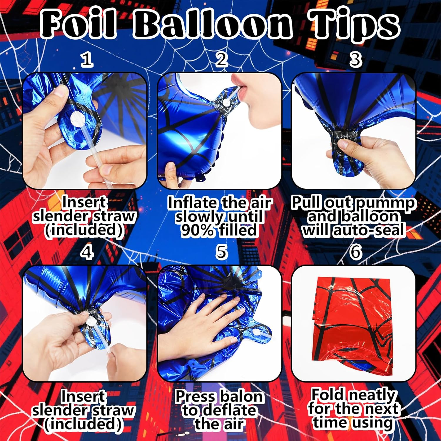 Spider Web Number 3 Balloon Birthday Decoration, Superhero Themed 40In Giant Mylar Number Party Supplies - Assorted Bright Colors image number 5