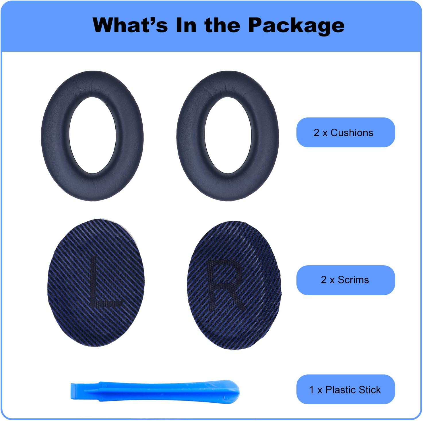 Professional Replacement Ear Pads for Bose Quietcomfort 35 (QC35) & Quietcomfort 35Ii (Qc35Ii),Premium Headphones Earpads Cushions with Softer Leather and Memory Foam, Midnight Blue image number 3