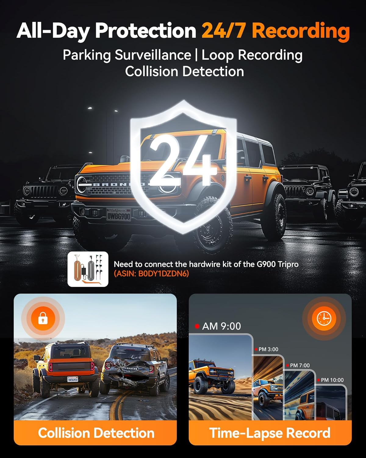 WOLFBOX G900 Tripro Bumper Version 3 Channel 4K Mirror Dash Cam, STARVIS 2 IMX678 Night Vision, 4K+2.5K+1080P Front and Rear Bumper Dash Cam, 5.8Ghz Wifi, Voice Control, Includes 256GB Card & GPS image number 1