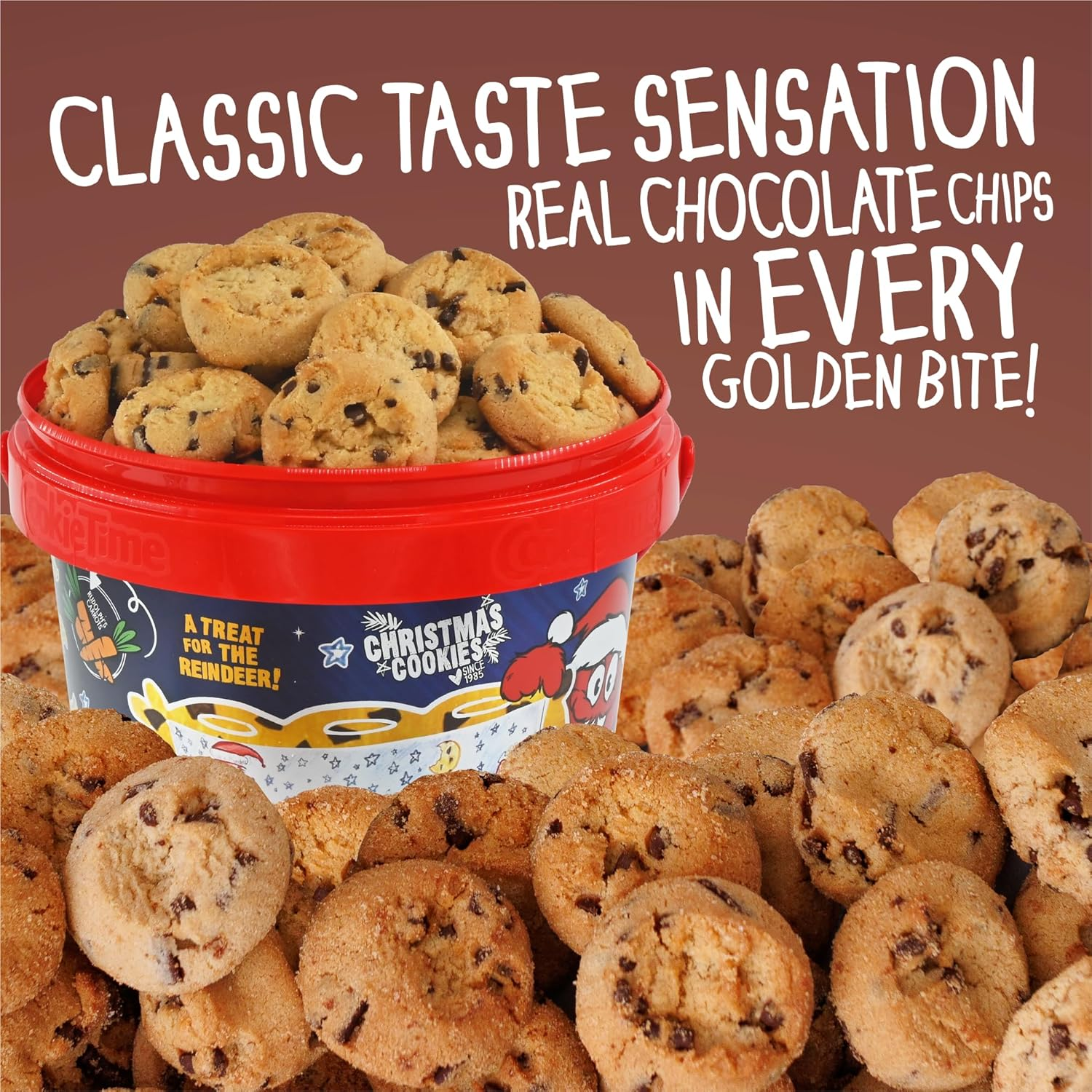 Cookie Time Chocolate Chip Cookies Bucket, 600 G | Approx 85 Bite-Size Cookies | Homestyle Biscuits Made with Real Chocolate image number 6