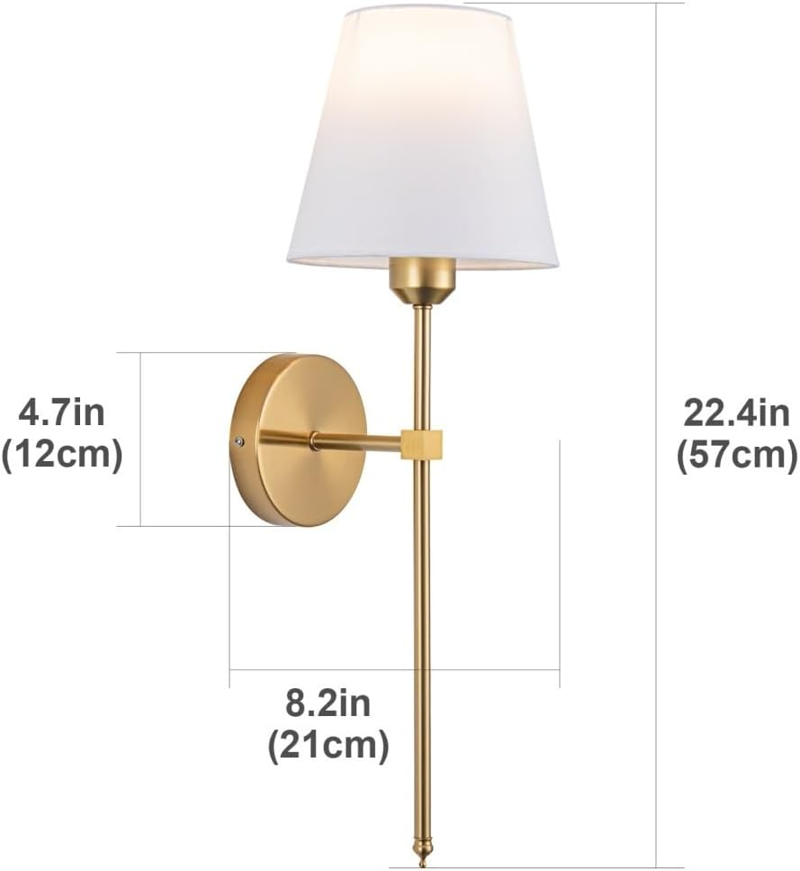 Wall Sconces Lights, No Wiring Required for Installation Sconces,Remote Control, Dimmable, Farmhouse Lamp, Battery Operated for Bedroom Mirror Living Room (Color : Gold), Set of 2 - Black image number 7