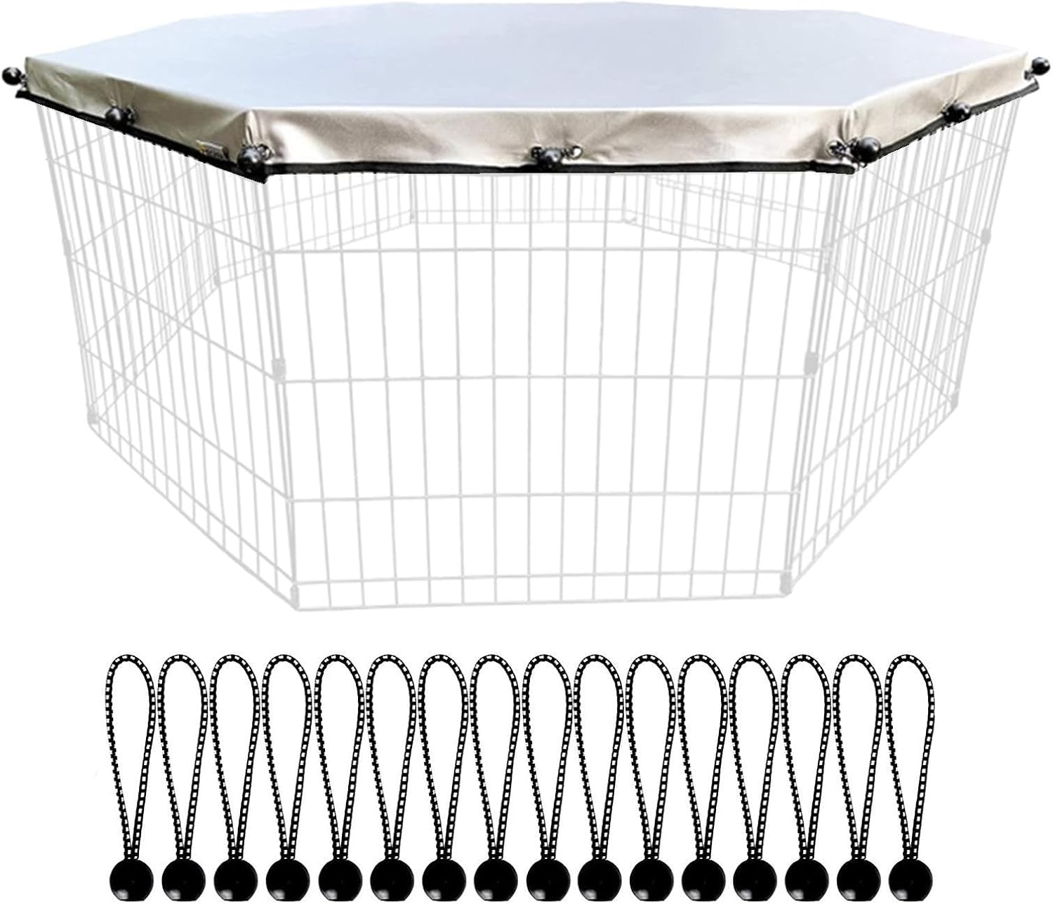 Playpen Cover for Pets - Canine Play Area Protector, Dog Playpen Cover Sun/Rain Proof Top Cover | Playpen Cover Fits 8 Panels Dog Pen for Outdoor and Indoor, Escape-Proof and Sunshade Shield Protector