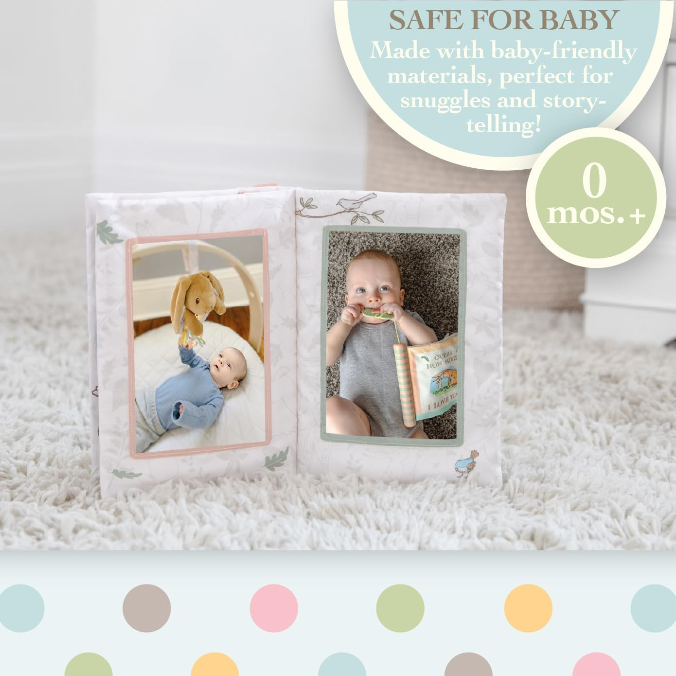 KIDS PREFERRED Guess How Much I Love You My First Baby Soft Photo Memory Album - White, 6.25X9 Inch, Holds Three 4" X 6" Photos with Soft Fabric for Babies image number 3