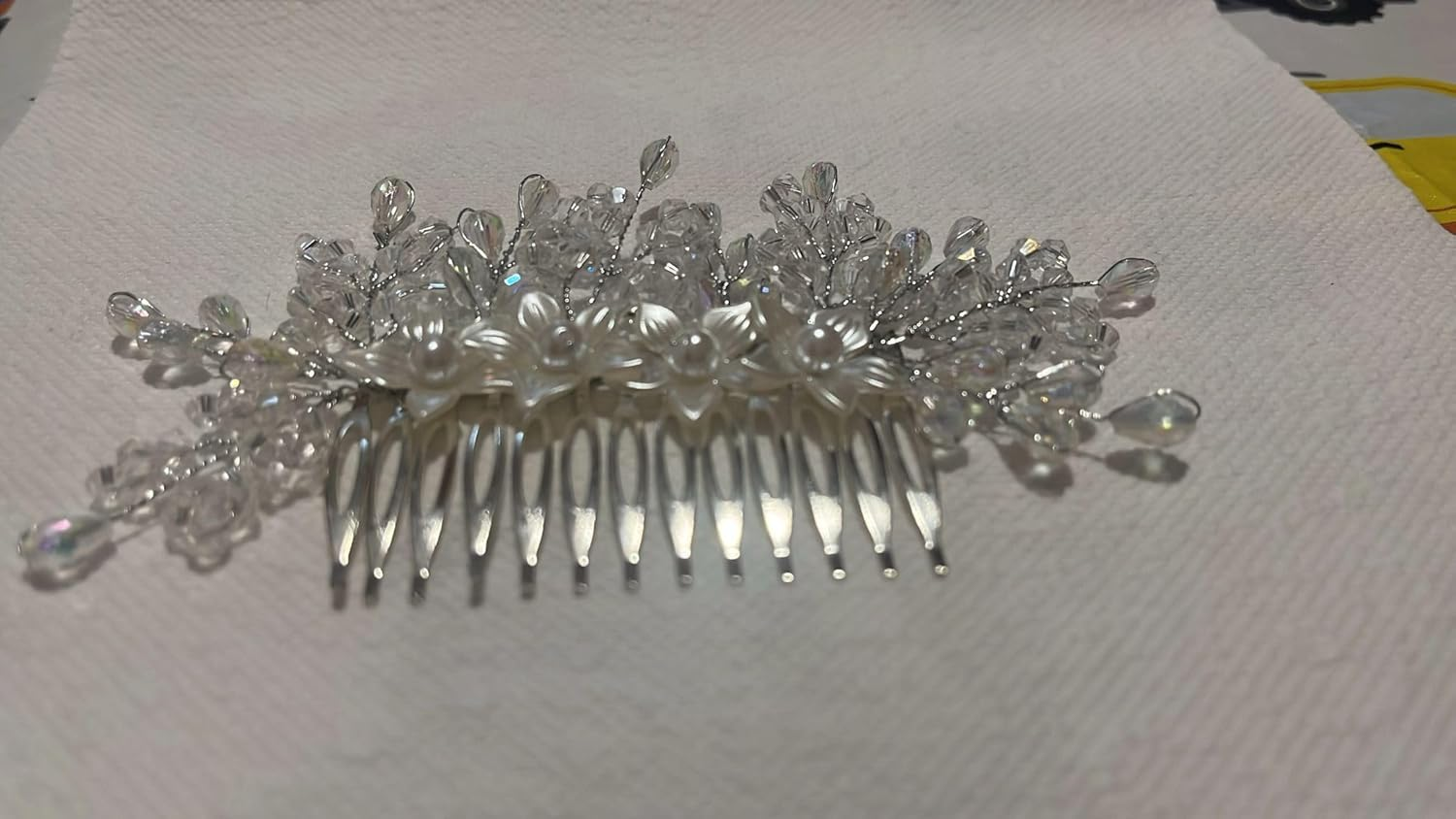 NTY Collections Wedding Hair Accessories - Handmade Bridal Hair Clip, Comb, Pins for Bride and Women- Whitee Pack of 1