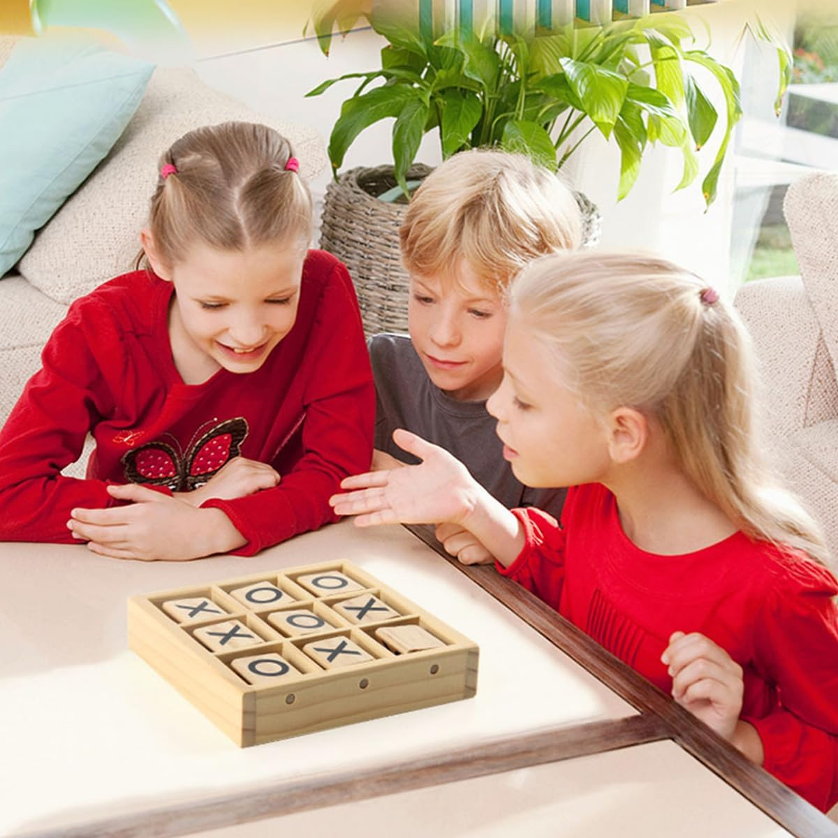 Wooden Tic Tac Toe Game Board for Kids & Adults - 14.5X14.5Cm Classic Strategy Game - Family Travel Toys, Home Decor, Educational Montessori Gift (Mini XO Chess Style) image number 1