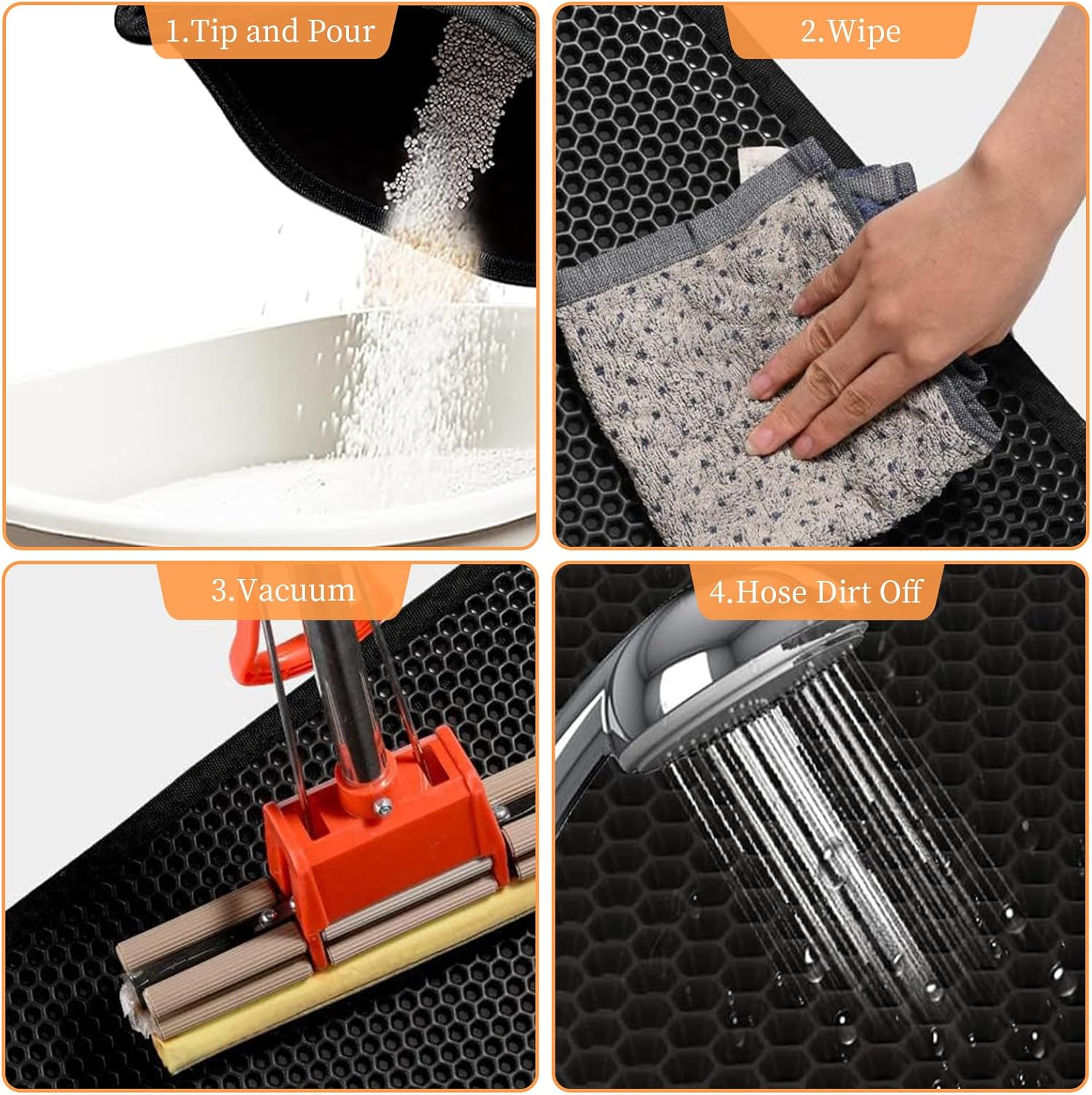 45X60CM Cat Litter Mat No-Slip Double Layer Design Kitty Litter Trapping Mat Honeycomb Kitten Litter Tray Water-Proof Large Kitty Litter Mat Easy Clean Litter Mat Less Waste Feces Litter Box Mat