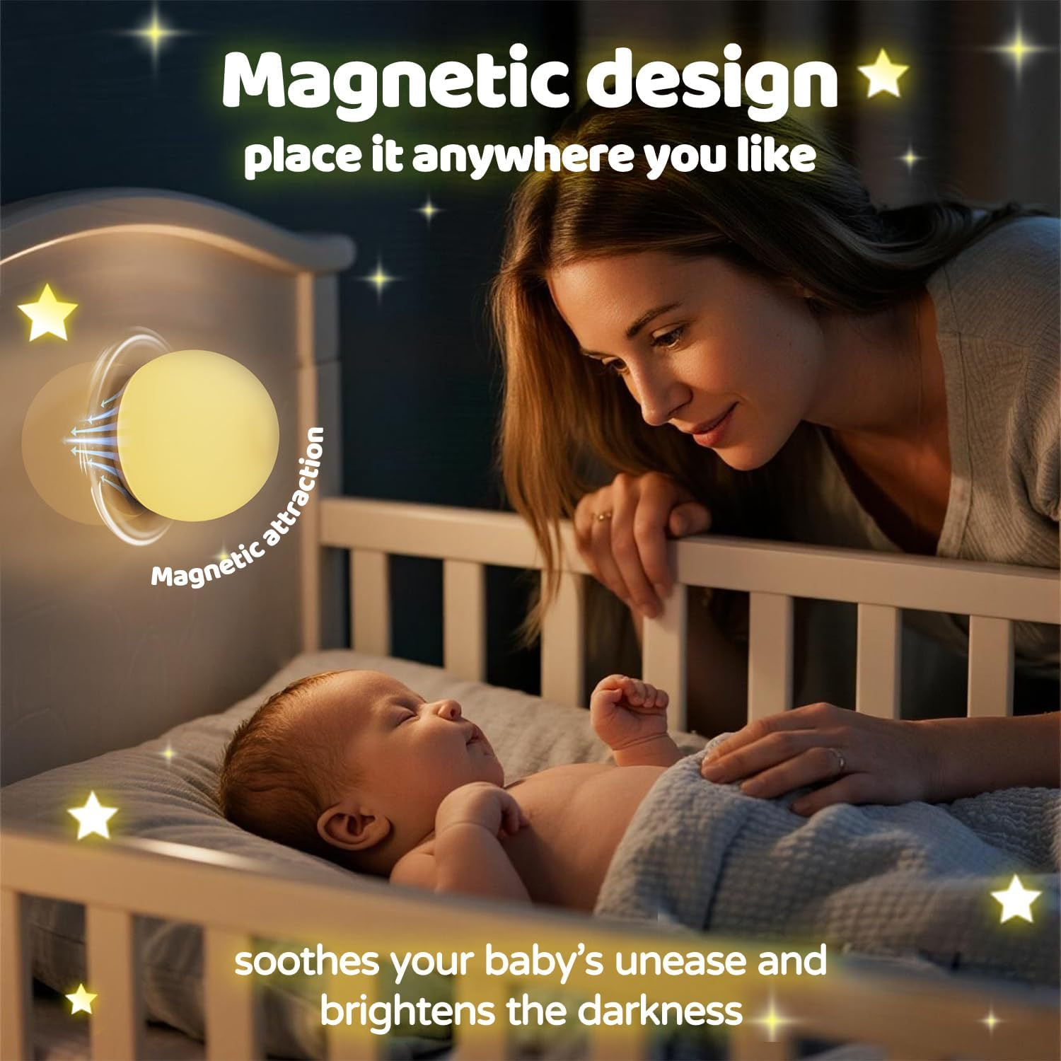 Night Light for Kids, Baby Shell Light with 7 Colors Changing Mode & Stepless Dimming, Soft BPA Free Silicone Touch Night Lamp, Rechargeable Nursery Night Light for Breastfeeding image number 3