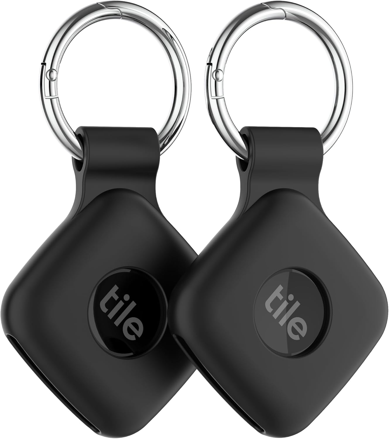 Silicone Case Compatible with Tile Mate 2024, 2 Pack Soft Scratch Resistant Cover with Carabiner Accessories, Secure Tag Holder for Bag, Black+Black image number 3