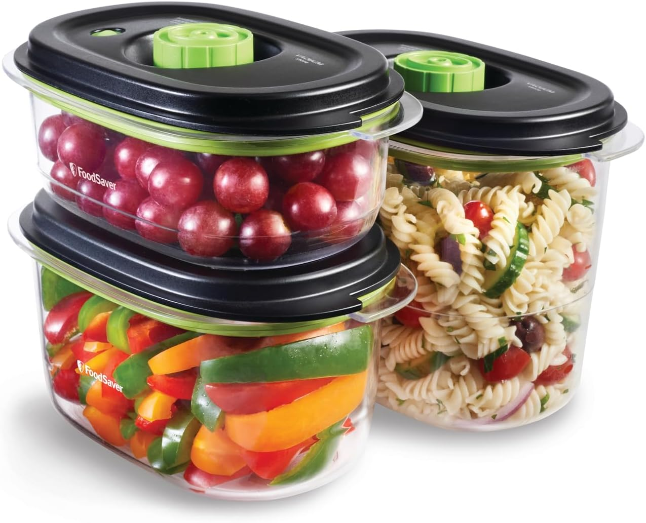 Foodsaver FFC026X Preserve & Marinate Vacuum Containers | 700 Ml, 1.2 L & 1.8 L | Airtight Bpa-Free Food Containers | Leak-Proof | Dishwasher-Safe | 3 Count, Transparent/Black image number 5
