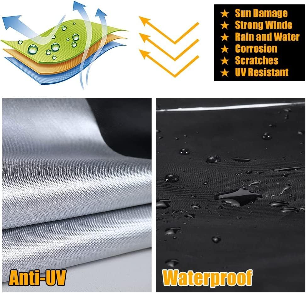 Premium Adult Tricycle Cover, Universal for All 3 Wheel Bike Motorcycle Outdoor and Indoor Cover Storage (104" X 43.3" X 49") (Black & Silver, 210D) image number 4