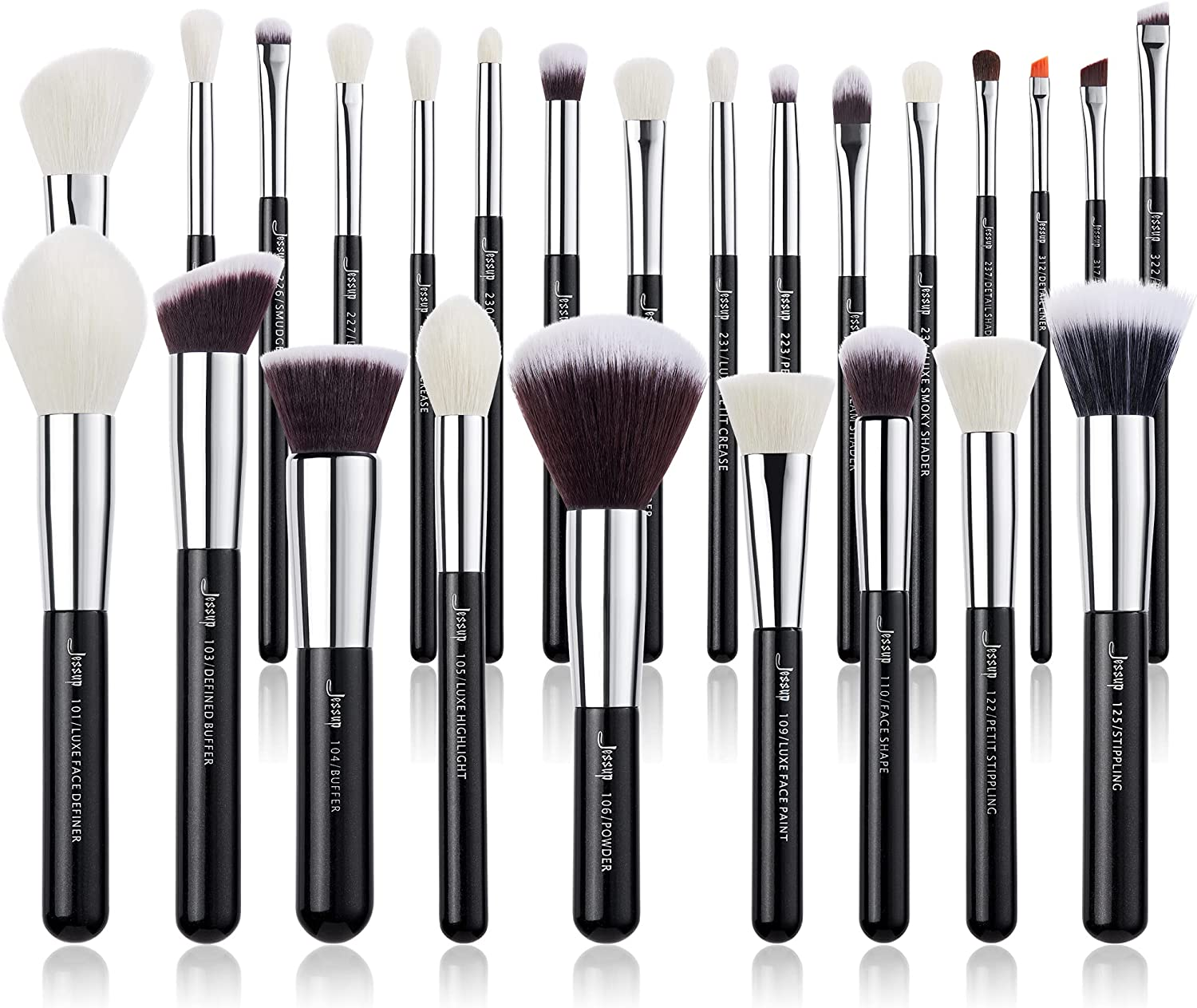 Jessup Makeup Brushes Set Professional, 25PCS Premium Natural Powder Foundation Eyeshadow Blending Concealer Blush Highlight Labeled Brushes, T280