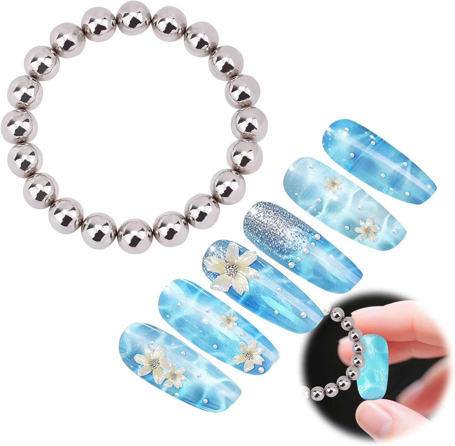 20 Pcs Mini round Ball Cat Eye Magnets, Magnetic Beads for Water Ripple Cat Eye Nail round Magnetic Beads for Home DIY Nail Design Tool Accessories