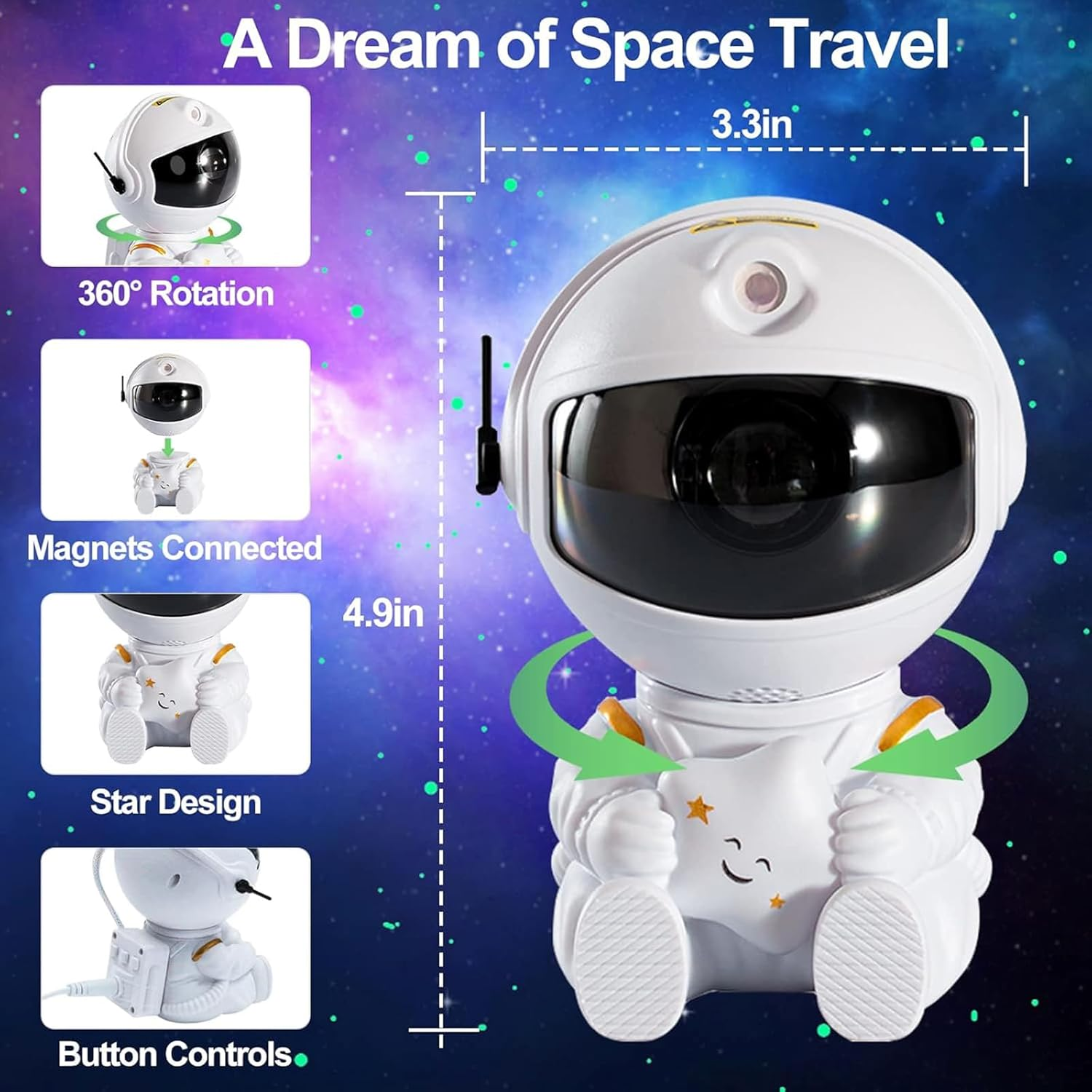 Astronaut Galaxy Star Projector, Galaxy Light Projector, Space Planetarium Projector, Kids Night Light, 8 Modes Remote and 360&deg; Adjustable Star Lights Projector for Bedroom, Ceiling, Party Decor Gifts image number 5