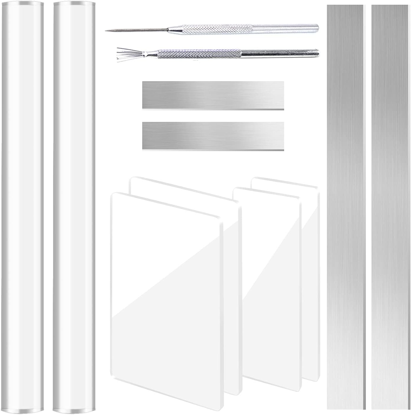 12 Pieces Polymer Clay Cutter Tools Acrylic Roller Pin for Sculpting Craft Shaping Knife Ceramic Cutters Slicer Kit Clear Rectangle Sheet Press Board Wire Texture Set Needle Detail Modelling Supplies1 image number 3