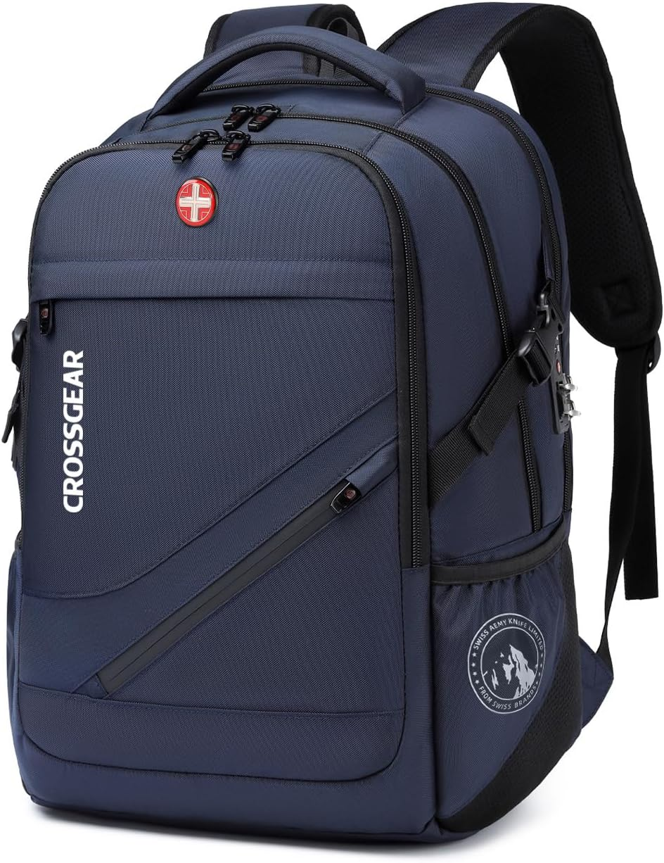 CROSSGEAR Large Travel Laptop Backpack Casual Daypacks Waterproof Bookbag Airline Approved Laptop Bag