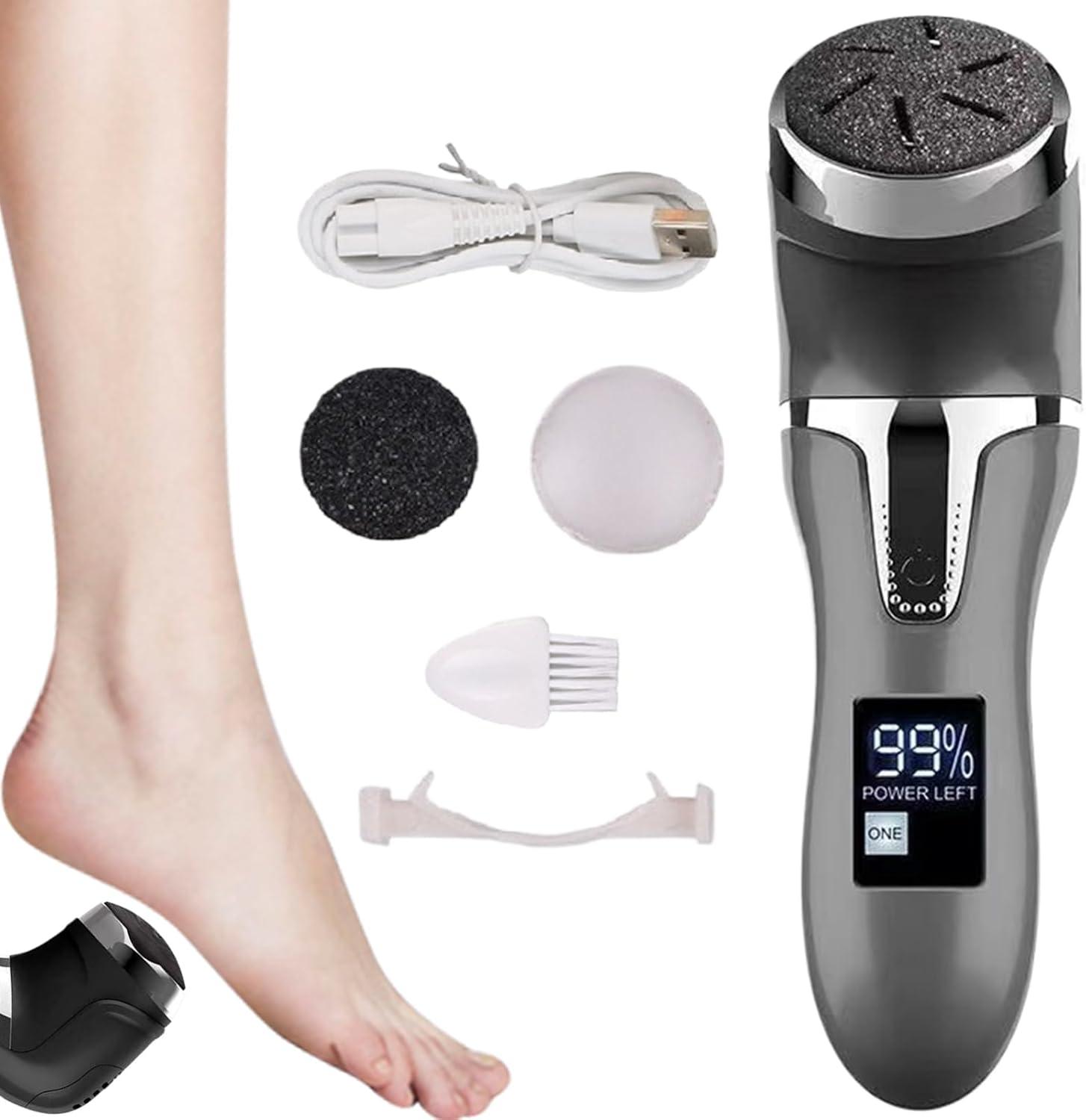 Electric Callus Remover,2 Speed Shaver | 1500Mah Battery Display Heel Sander | for Dead Hard Cracked Dry Skin Travel Women Men Seniors image number 1