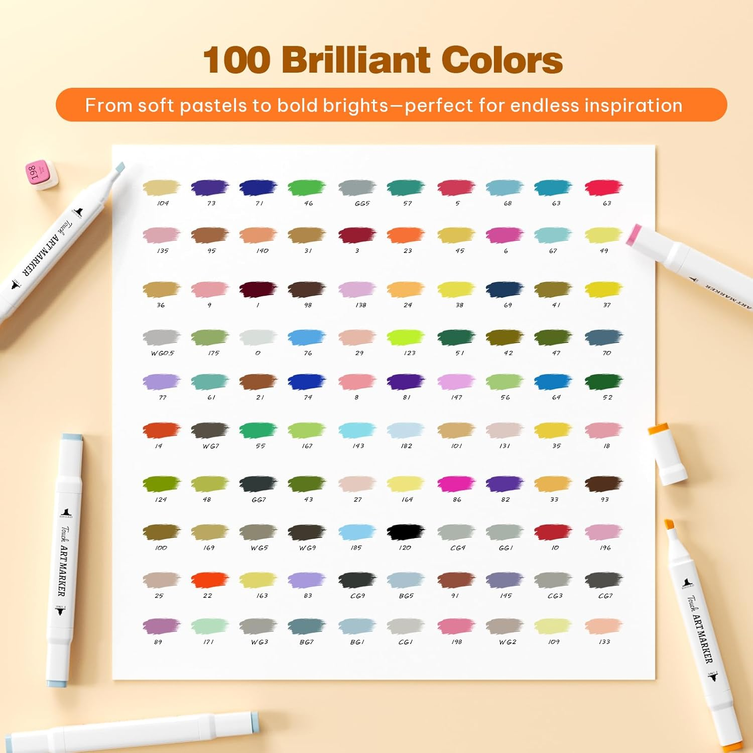 Sashion 100 Colors Alcohol Markers - Dual Tip Colouring Art Drawing Markers, Alcohol Based Markers Set for Kids, Artist, Adult, Highlighter Pen Sketch for Painting, Coloring, Sketching and Drawing image number 5