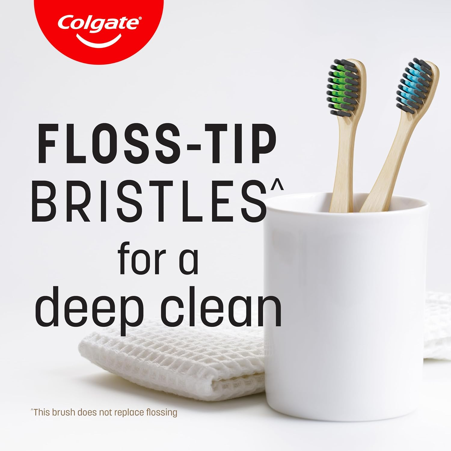 Colgate Bamboo Charcoal Manual Toothbrush, Value 2 Pack, Medium Bristles, 100 Percent Biodegradable Bamboo Handle, BPA Free image number 4