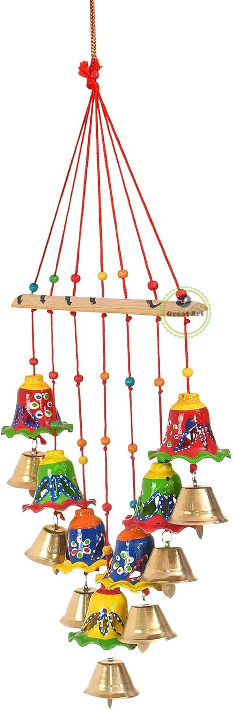 Pack of 1 Traditional Wall Door Hanging Lotus Latkan Toran with Bells - Main Door Entrance Pooja Room Home Temple Wedding Festival Decor - Diwali Decoration Items For