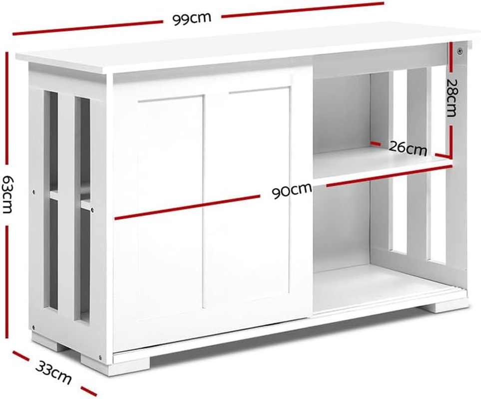 Artiss Buffet Sideboard White with Sliding Doors and Inner Shelves Pantry Cupboard Corner Cabinet, Kitchen Storage Table Display Organizer Dining Furniture Living Room Home image number 6