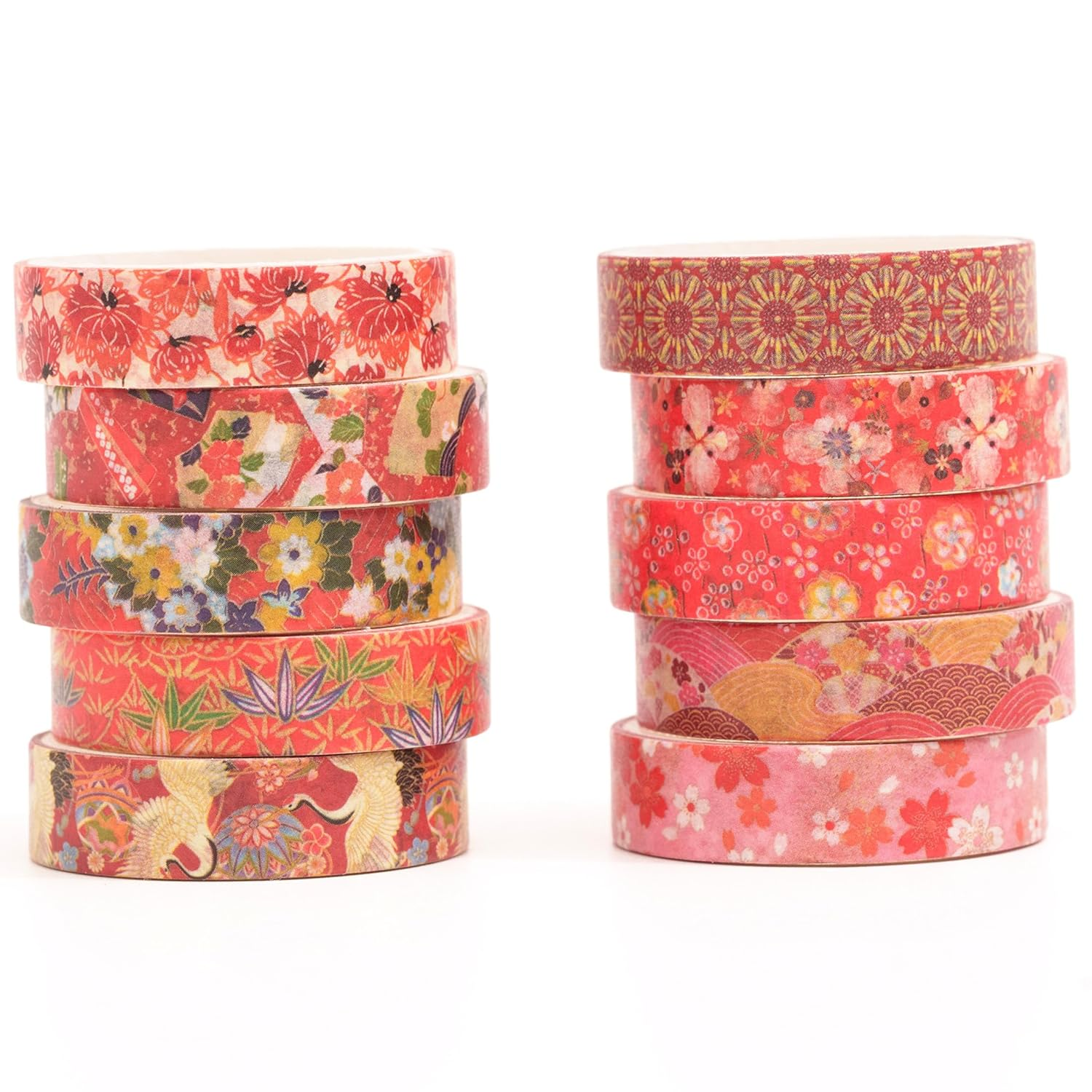 12 Rolls Ukiyo-E Style Washi Tape Set Japanese Kyoto Arts Adhesive Tapes Skinny Decorative Masking Tape Sets for Craft, Kids, Scrapbook, DIY, Gift Wrapping (Waves of Tradition)