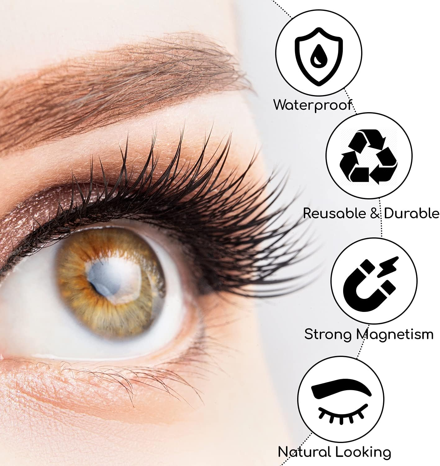 OAZIZ Dual Magnetic Eyelashes, 0.2Mm Ultra Thin Magnet, Easy to Wear & Light Weight, Best 3D Reusable Eyelashes, Magnetic Lashes Set with Applicator [8 PC with Tweezers]