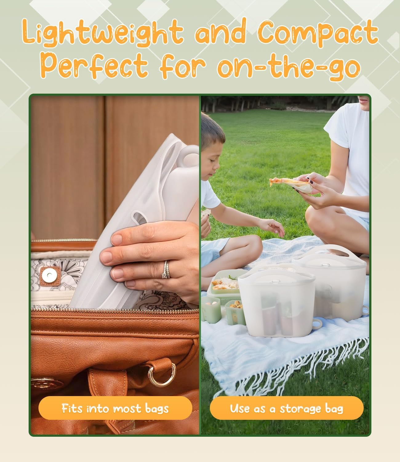 Silicone Microwave Steam Sterilizer Bag - 2Pack Microwave Steriliser Bag for Baby Bottles, Breast Pump Parts & Other Toddler Accessories, Reusable Sterilizing Bag - Packaging May Vary（1200Ml） image number 5