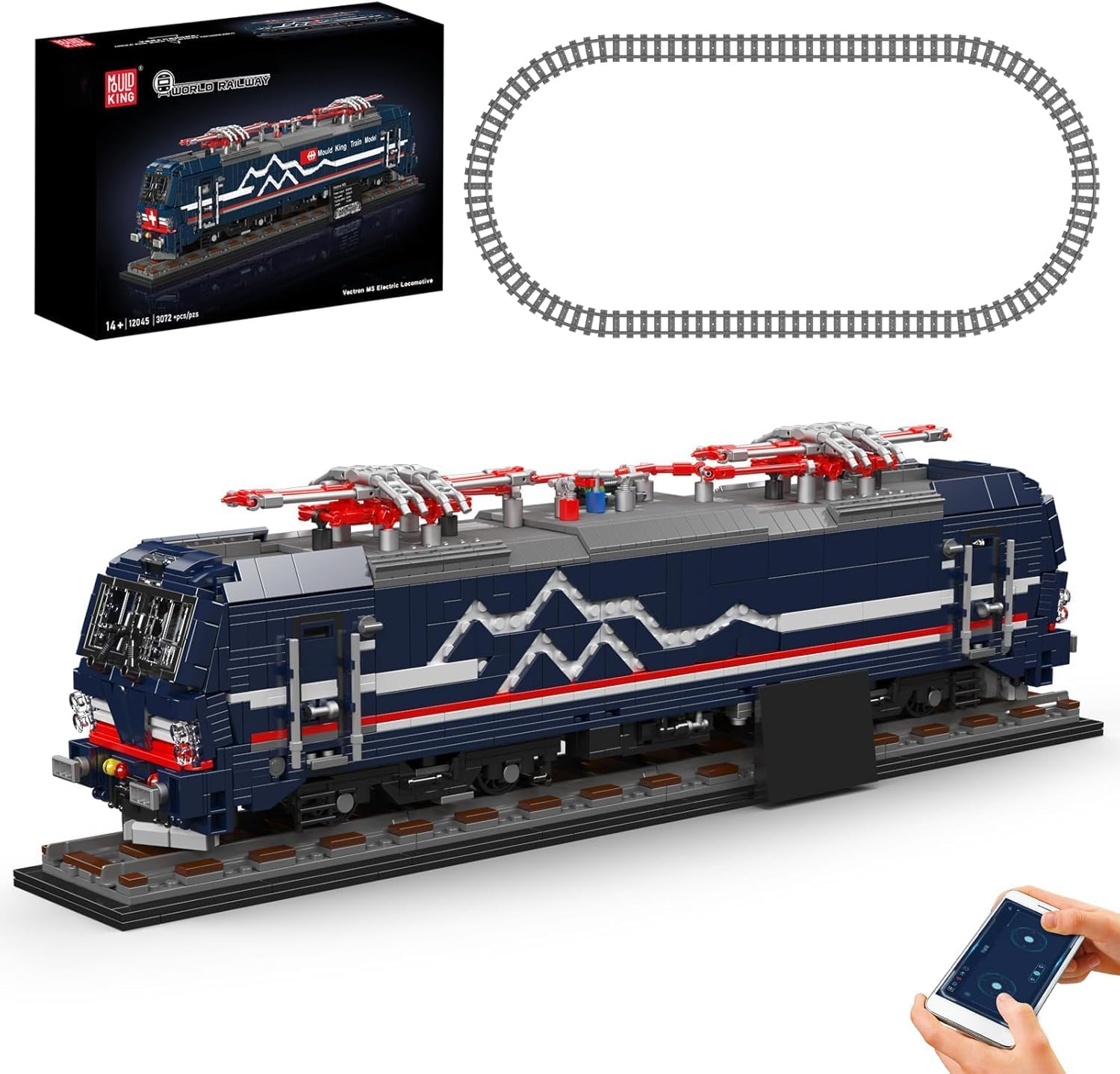 Mould King 12007 German Express Steam Train Building Set, LED Motor Track Model Block Kit, STEM Toy to Build Gift Boys Girls Aged 14+ 2348Pcs image number 4