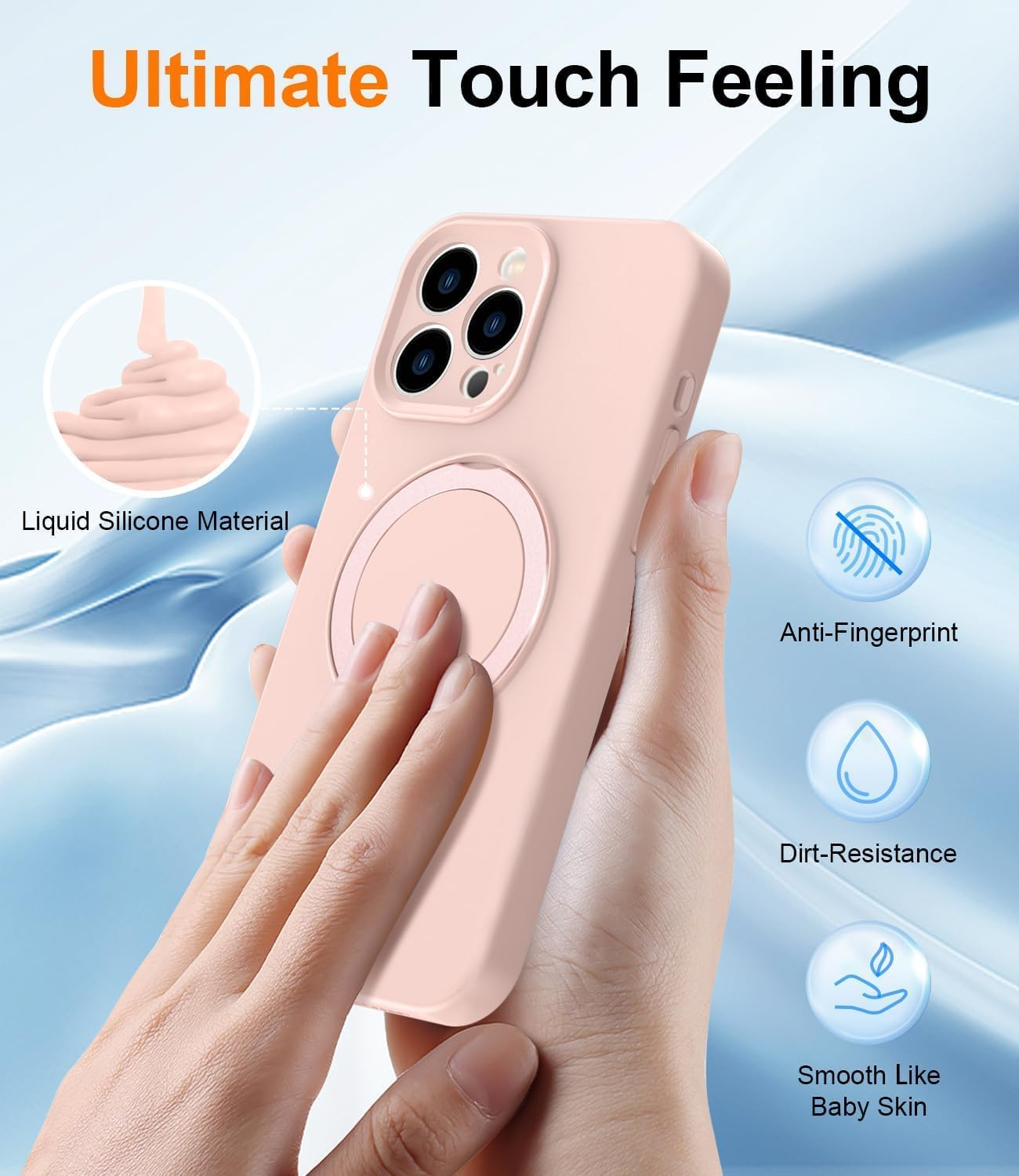 RUNGOS for Iphone 12 Pro Max Case Magsafe, with Stand & Ring Holder [Natural Liquid Silicone][Strong Magnetic] [Military-Grade Shockproof] Soft Microfiber Lining Cover for Iphone 12 Pro Max Phone Case image number 3