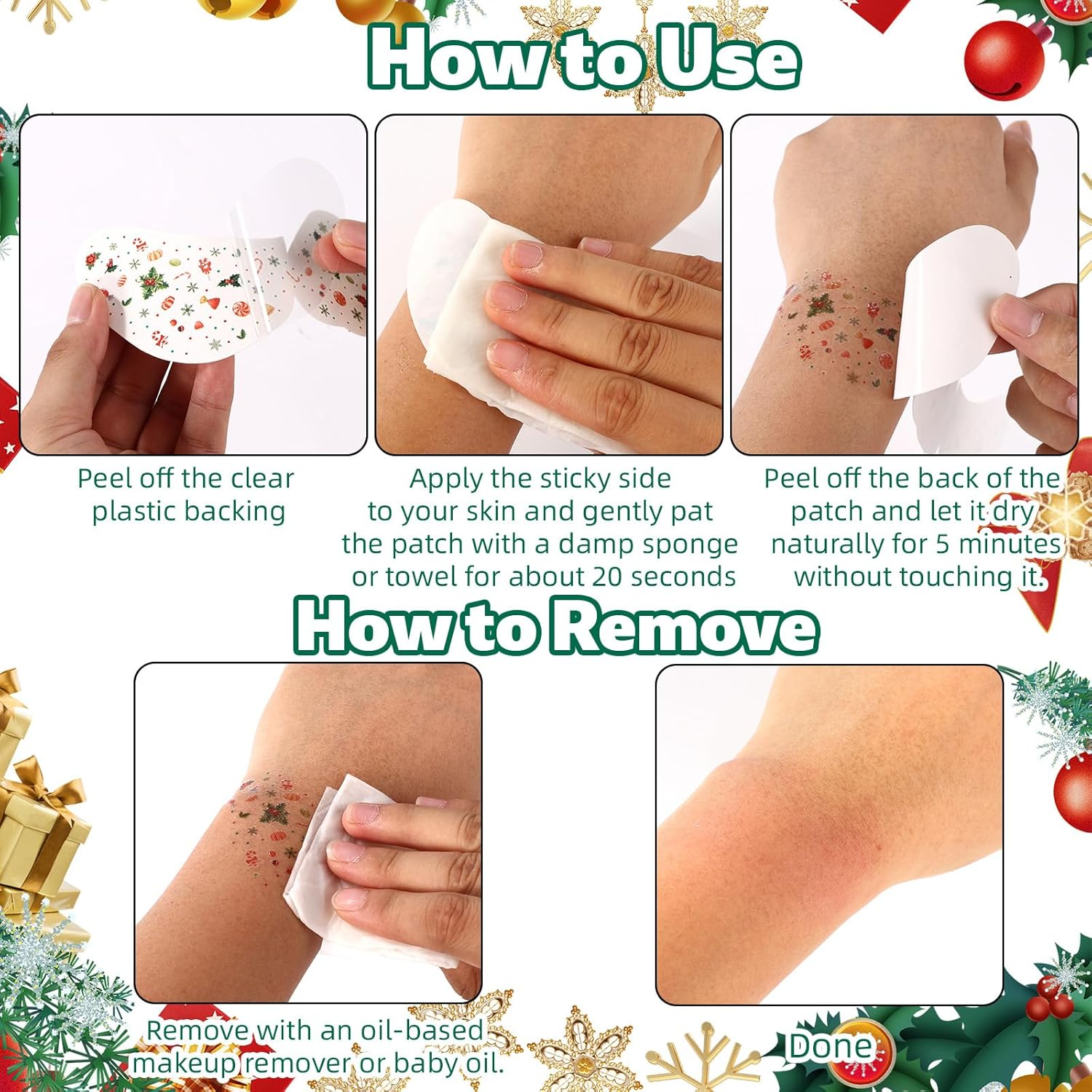 6Pcs Christmas Face Freckles Stickers, Waterproof Temporary Festive Face Tattoos with Holiday Designs Fake Freckles Makeup Accessories for Christmas Party (Candy Style) image number 1