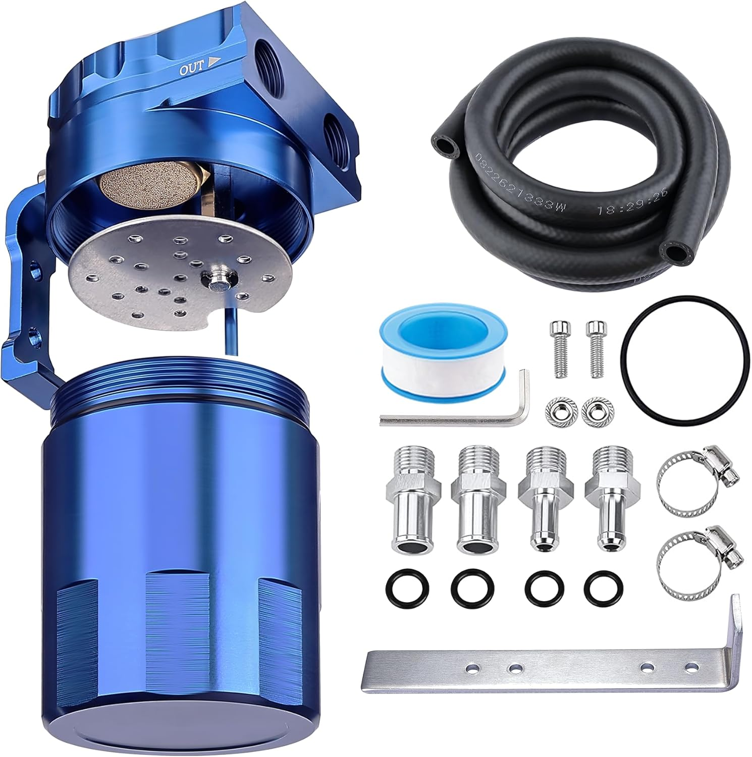 EVIL ENERGY Oil Catch Can, 300ML Universal Baffled Catch Can Kit with 5FT 3/8 Inch Hose, Aluminum Air Oil Separator Upgraded Internal Filter