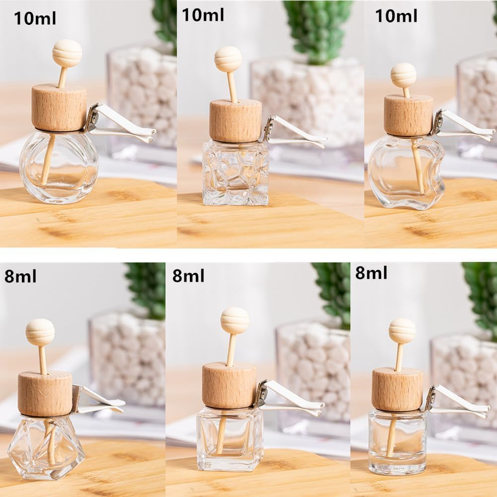SHUNYUNG Car Diffuser Air Freshener Bottle, 6Pcs Car Perfume Empty Bottles, Diffuser Bottles with Wooden Cap for Essential Oils image number 6