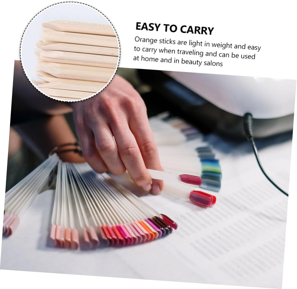 AUTSUPPL 50 Pcs Nail Art Orange Wood Sticks Cuticle Pushers for Dead Skin Removal and Nail Cleaning Professional Manicure Tool for Home and Salon Use image number 5