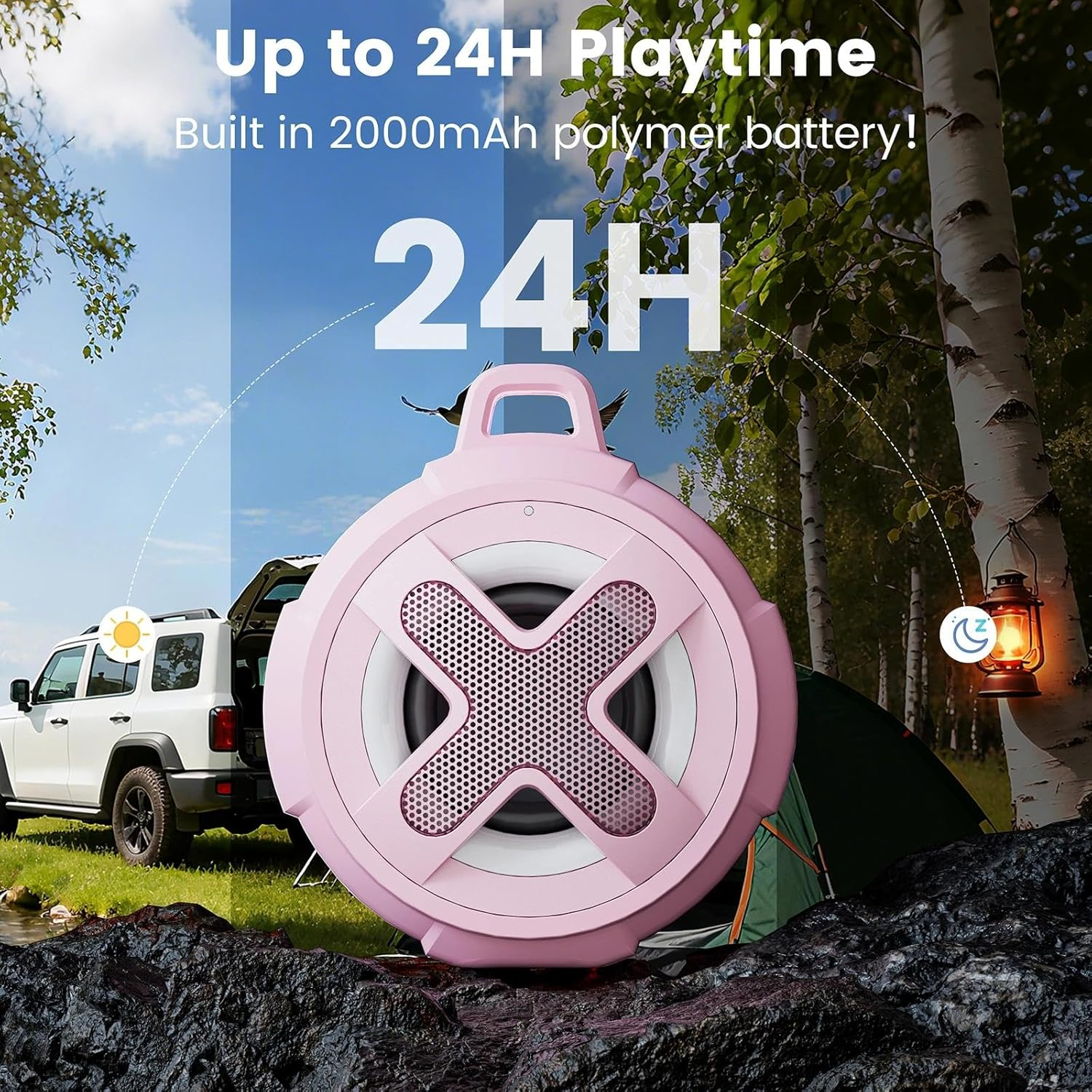 Xleader Portable Bluetooth Shower Speaker Pink