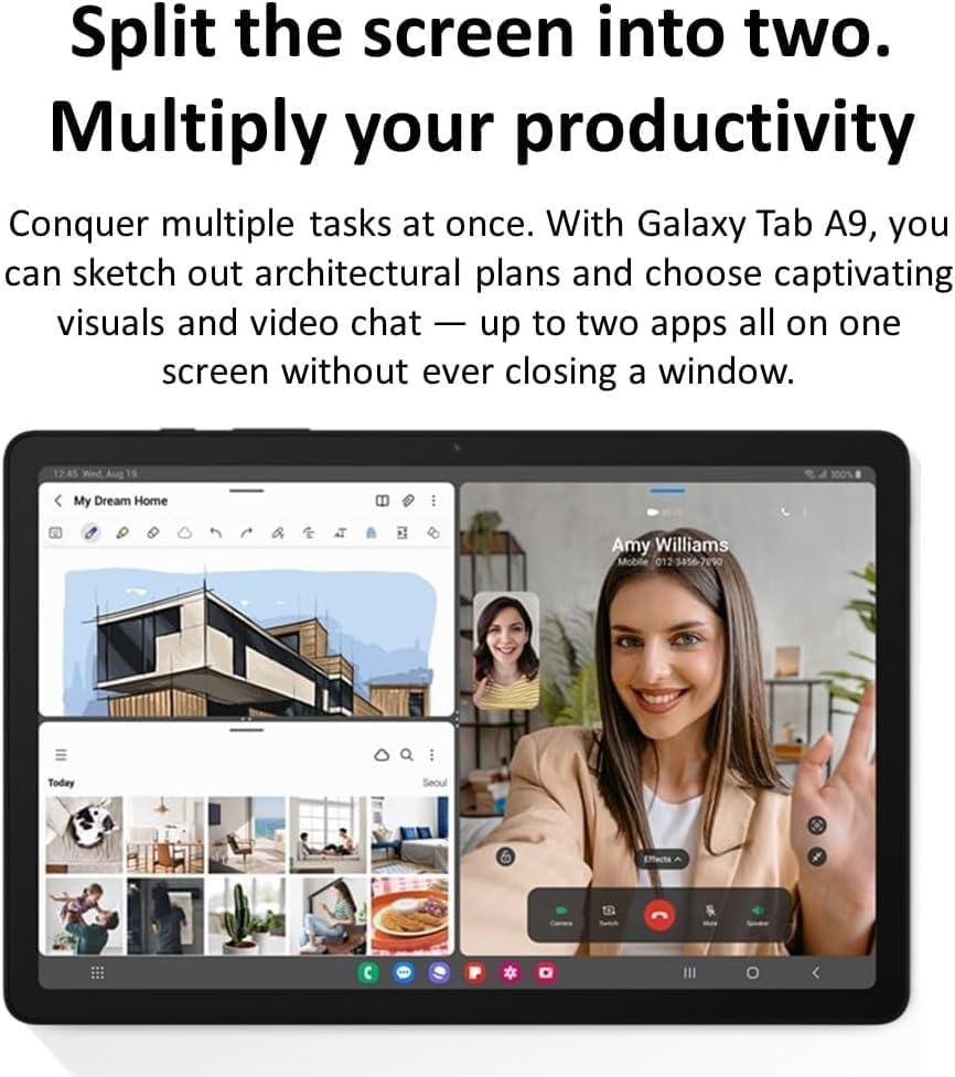 SAMSUNG Galaxy Tab A9 4G LTE (64GB, 4GB, Cellular) 8.7 Android Tablet, Octa-Core (6Nm), Dual Speakers (International Model Fully Unlocked for US & Global) X115 (W/ 15W Fast Charger, Graphite)(International Version)