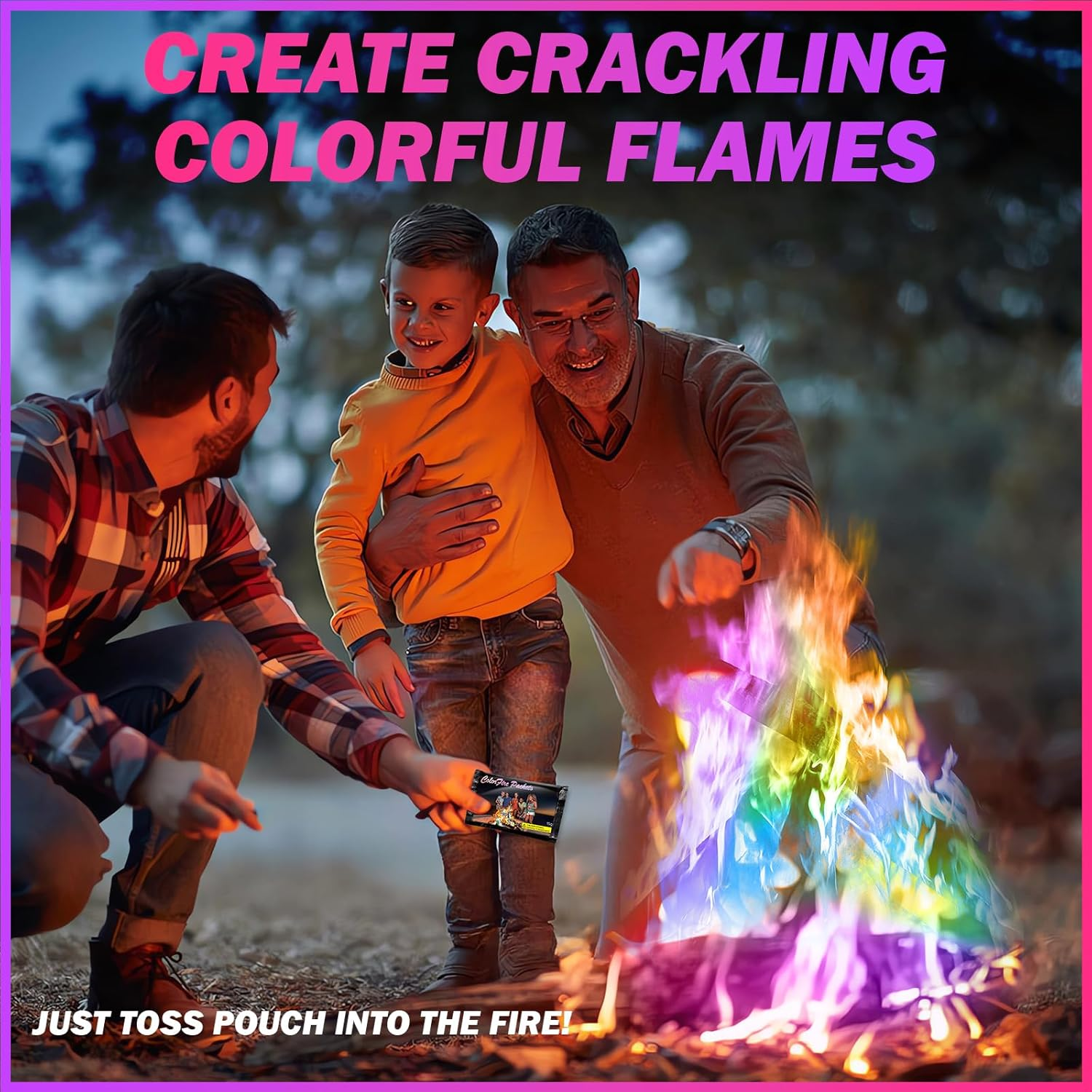 12 Pack Colorful Flames Color Fire Packets Fire Pit for Campfire,Fire Color Packets Camping Accessories for Kids & Adults,Outdoor Fire Changing Cosmic Flame Powder. (12 Packets) image number 2