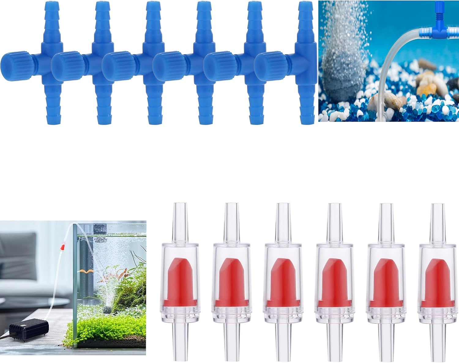 12Pcs Aquarium Air Pump Accessories,4Mm Aquarium Pump Protectors Fish Tank Accessories for Air Pump Line,Air Control Valve for 3/16" Aquarium Tubing (6 Check Valves+6 Control Valve) image number 6