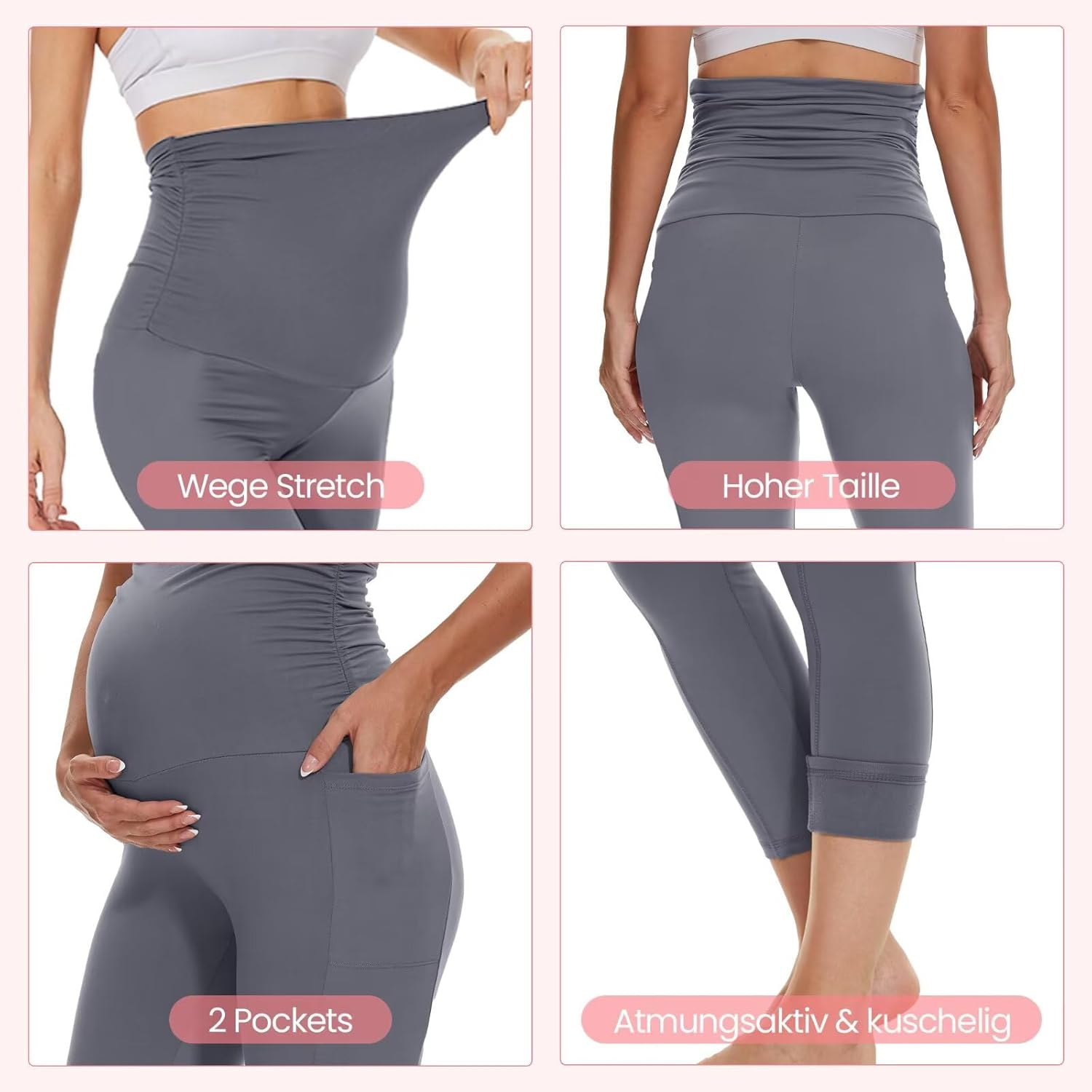 QGGQDD Women'S Thermal Maternity Leggings with Pockets High Waist Pregnancy Winter Opaque Warm Maternity Fashion Leggings Sport for Pregnant Women image number 4