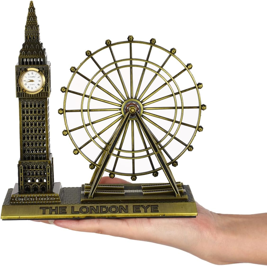 Luxshiny British Architectural Ornaments - Zinc Alloy London Big Ben & London Eye Landmark Souvenir for Home Decor 19.5X17.5X7Cm image number 2