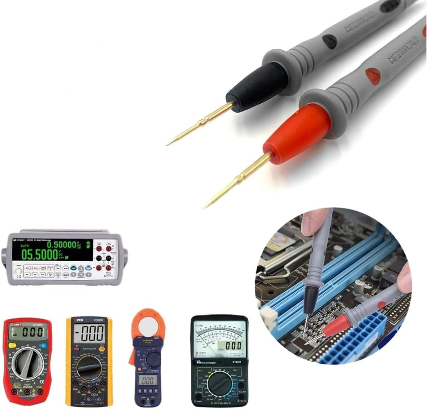 Songholee Soft Silicone Electrician Test Leads Kit CAT III 1000V, Multimeter Leads 20A, Digital Multimeter Probes Electrical Test Probe, Multimeter Test Leads with 2PCS 1000V 10A Crocodile Clips image number 2