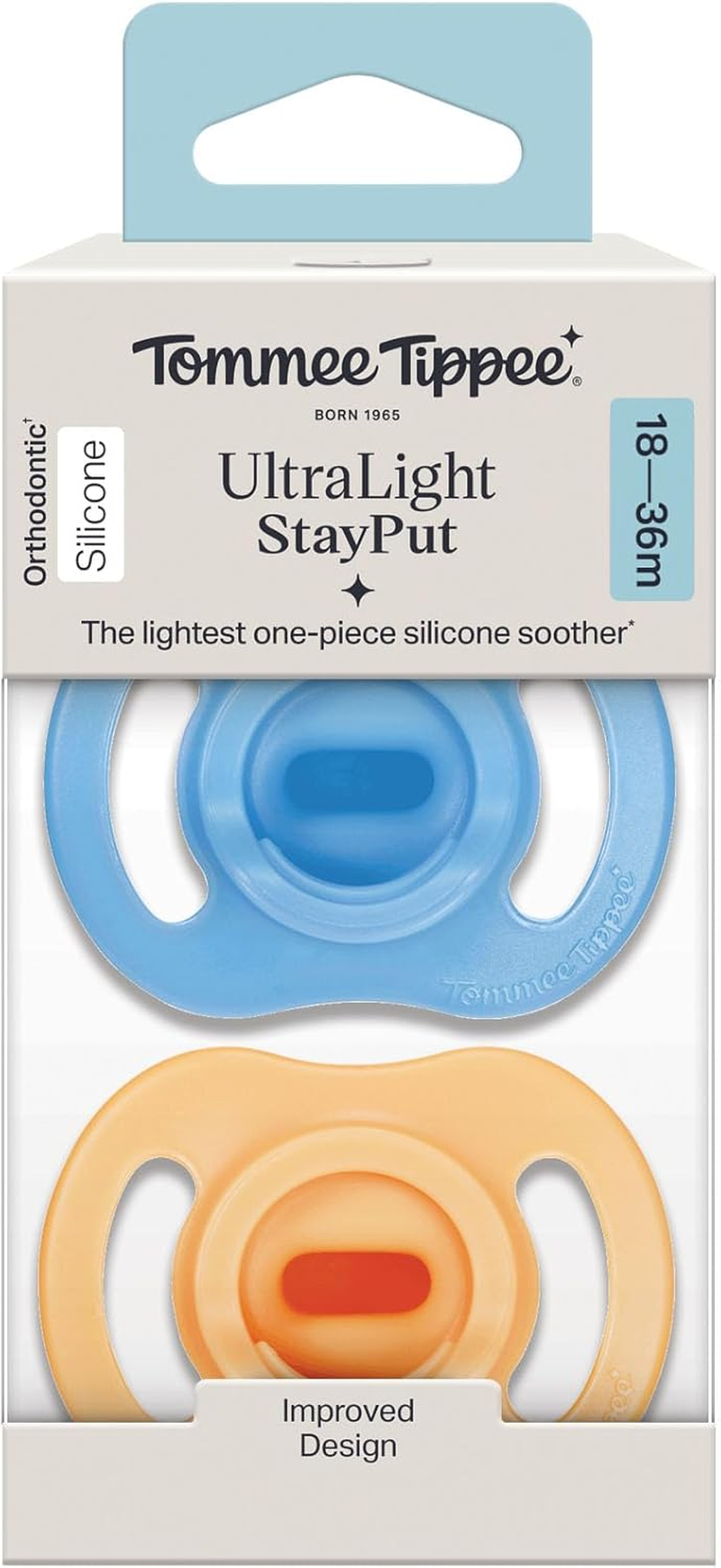 Tommee Tippee Ultra-Light Stayput Soother, 18-36M, 2 Pack, One-Piece Silicone Design image number 3