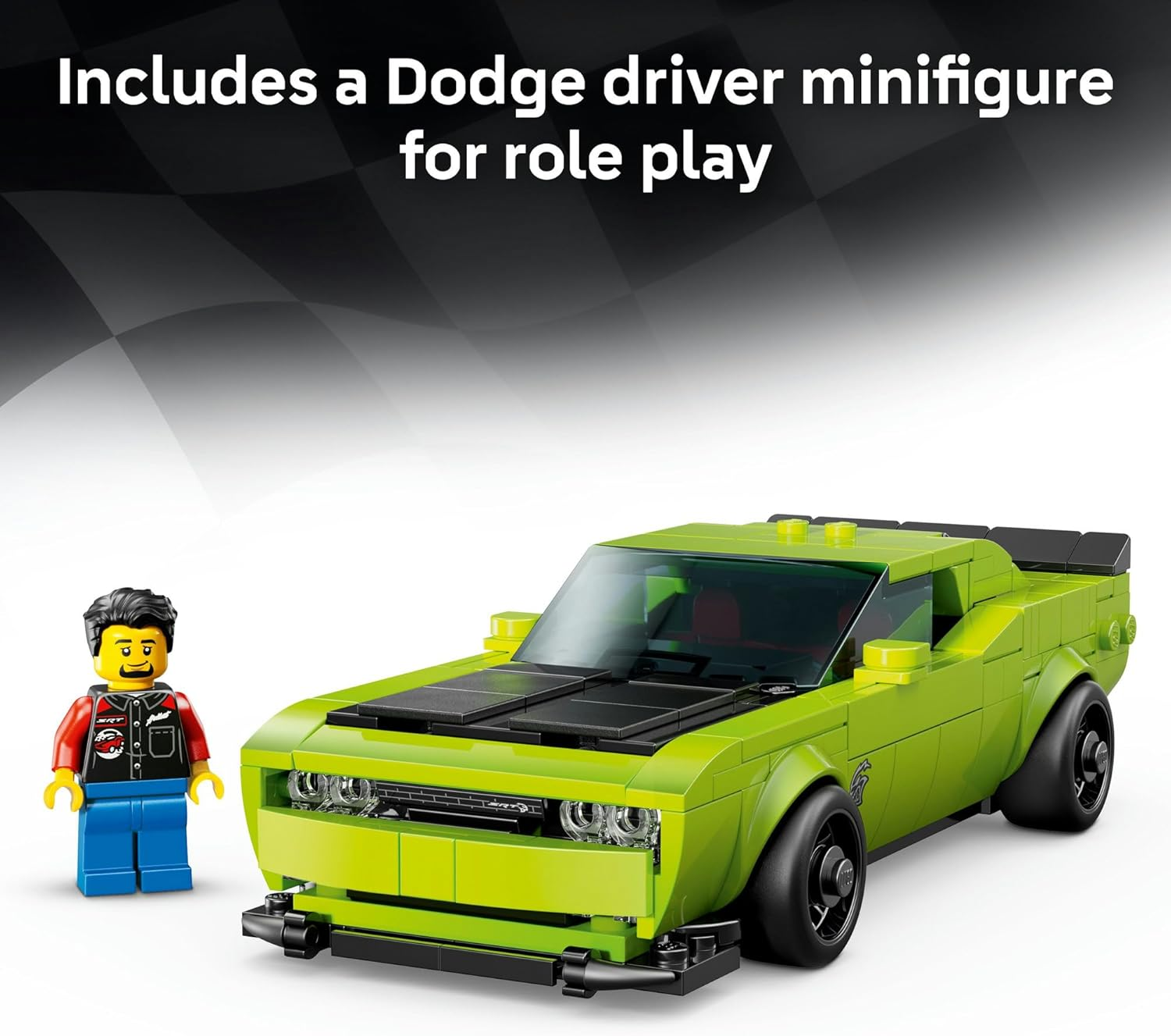 LEGO&reg; Speed Champions Dodge Challenger SRT Hellcat Sports Car 77237 Toy Playset with 1 Collectible Minifigure, Model Kit and Building Set for Kids, Toy for Boys, Girls and Vehicle Fans image number 6