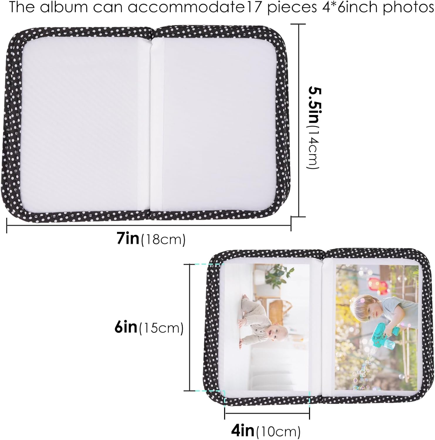 Commemorate Photo Album 4X6 Pictures with Hook, My First Family Memory Book, Soft Cloth Keepsake, Small Album Holder Book with 17 Pages Pocket for Family, Anniversary, Parents Gift (Bee Pattern) image number 5