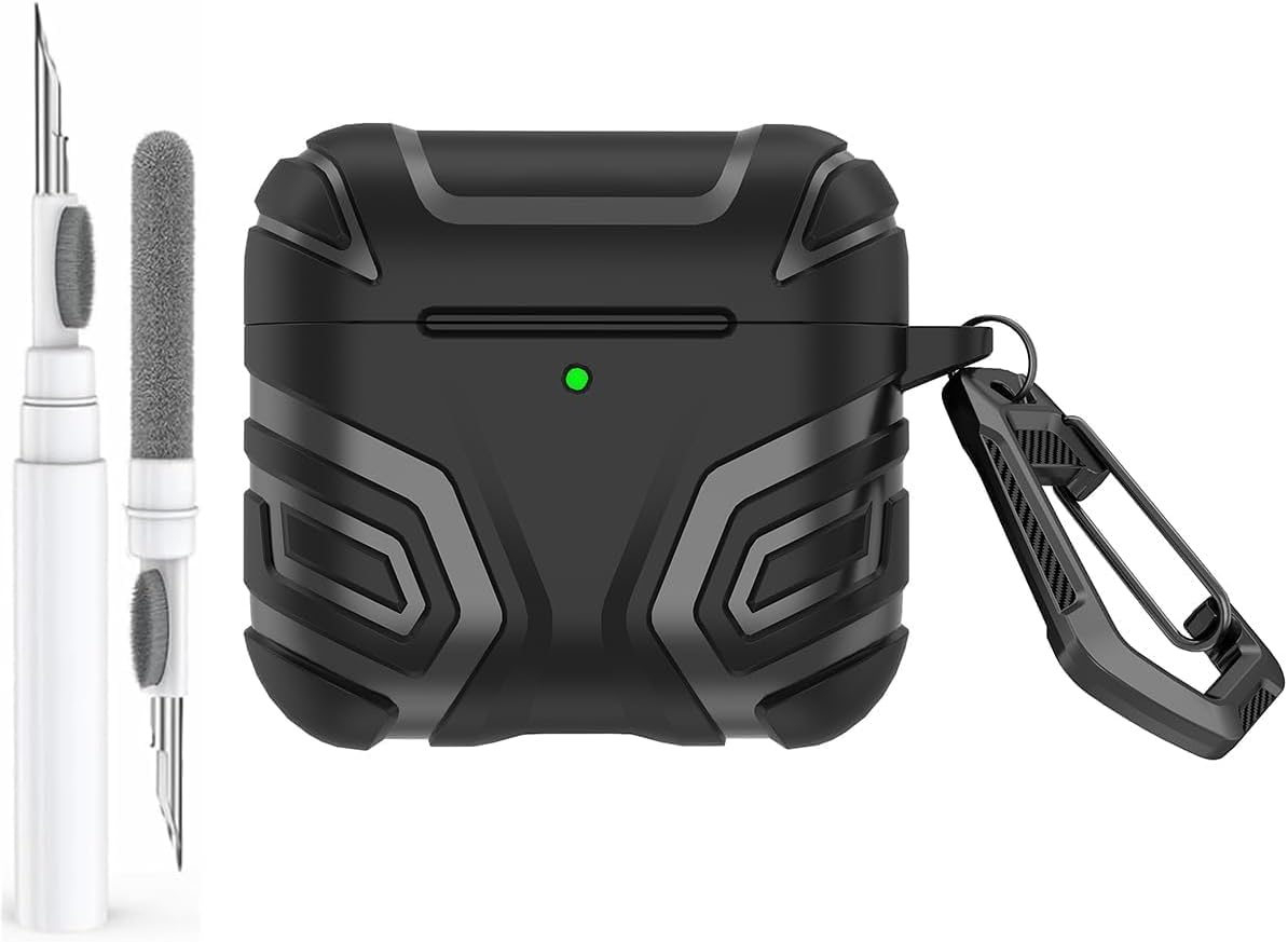 Mizi [Design Patent] Rugged Case for Air Pods 4Th Generation/Air Pods 4 with Active Noise Cancellation (ANC) (2024) with Cleaner Kit, Full Body Shockproof Hard Protection Design - Black
