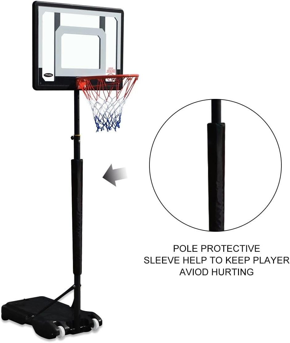 GENKI Portable Basketball Hoop Stand System for Juniors (1.6-2.1M) Adjustable Height W/Wheels, 38CM Steel Rim Backboard Nylon Net Wheeled Base for Indoor Stadium Outdoor Backyard Playground image number 5