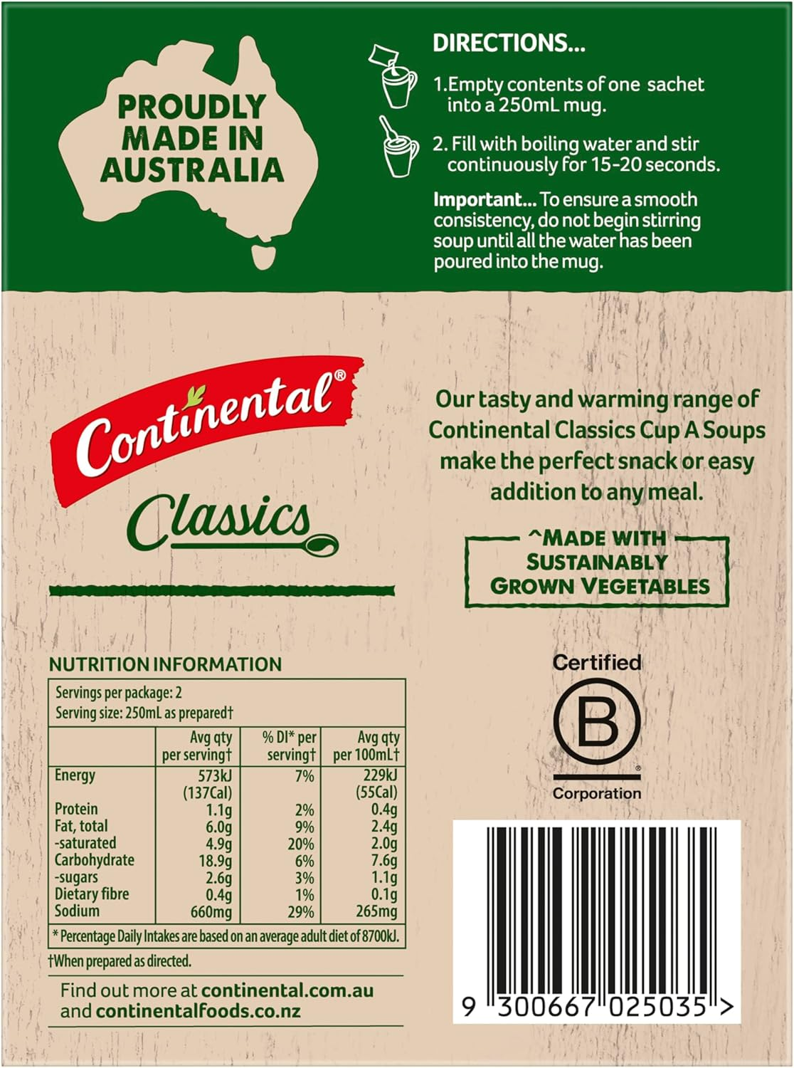 Continental Classics Creamy Chicken with Croutons Cup a Soup 60 G