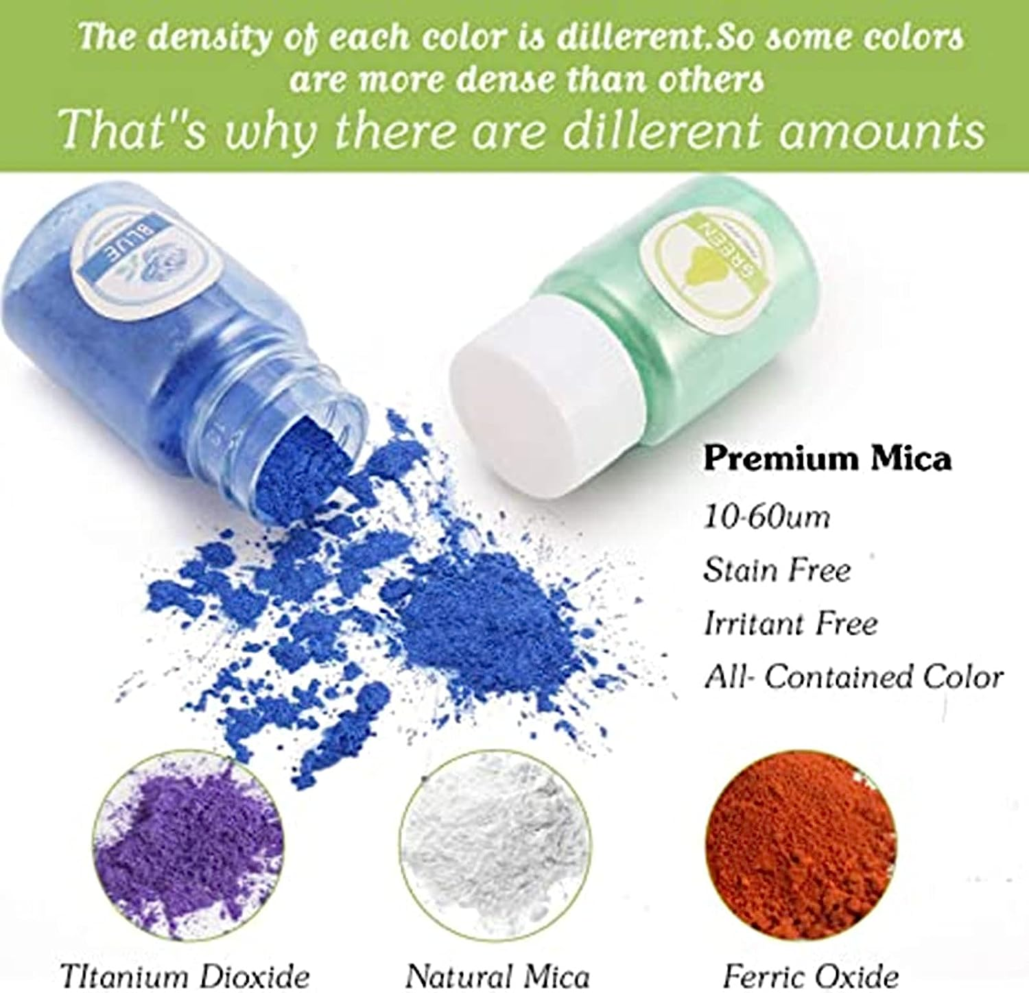 12 Colors Mica Powder,Pigment Powder,For Epoxy Resin Pigments, Candle Making, Soap Making, Lip Gloss,Nail Art, Bath Bombs, DIY Crafts, Polymer Clay, and More image number 3