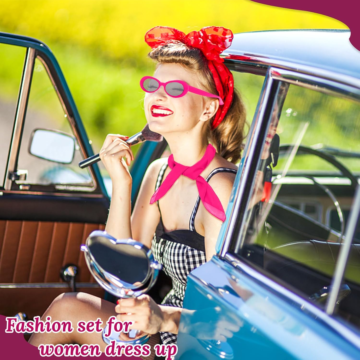 French Women Fancy Dress Costume Accessories Set French Artist Mime Kit with Red Beret Scarf Sunglasses Gloves for Women Girls Cosplay Party Supplies School Dress up Day image number 6